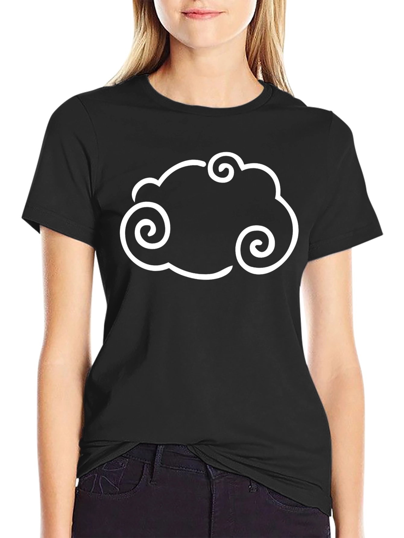 Cloud Swirl Graphic Tee - Black Cotton Comfort