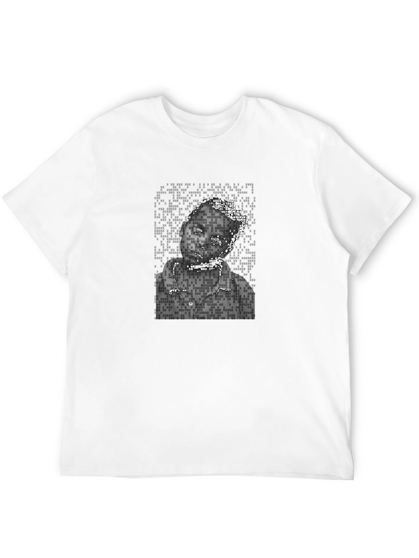 Pixelated Portrait Graphic Tee - Black Unisex Shirt
