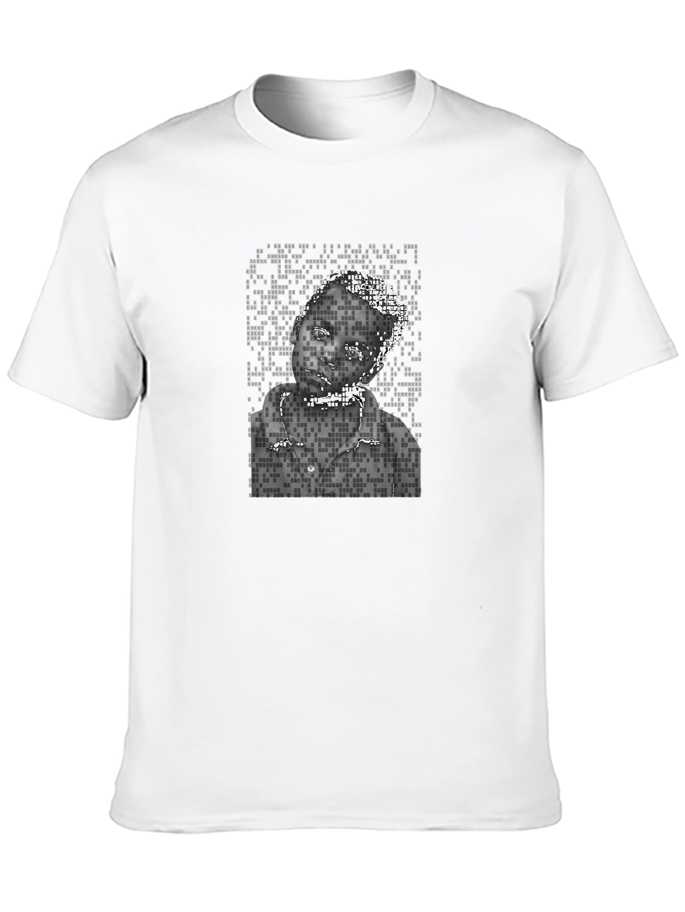 Pixelated Portrait Graphic Tee - Black Unisex Shirt