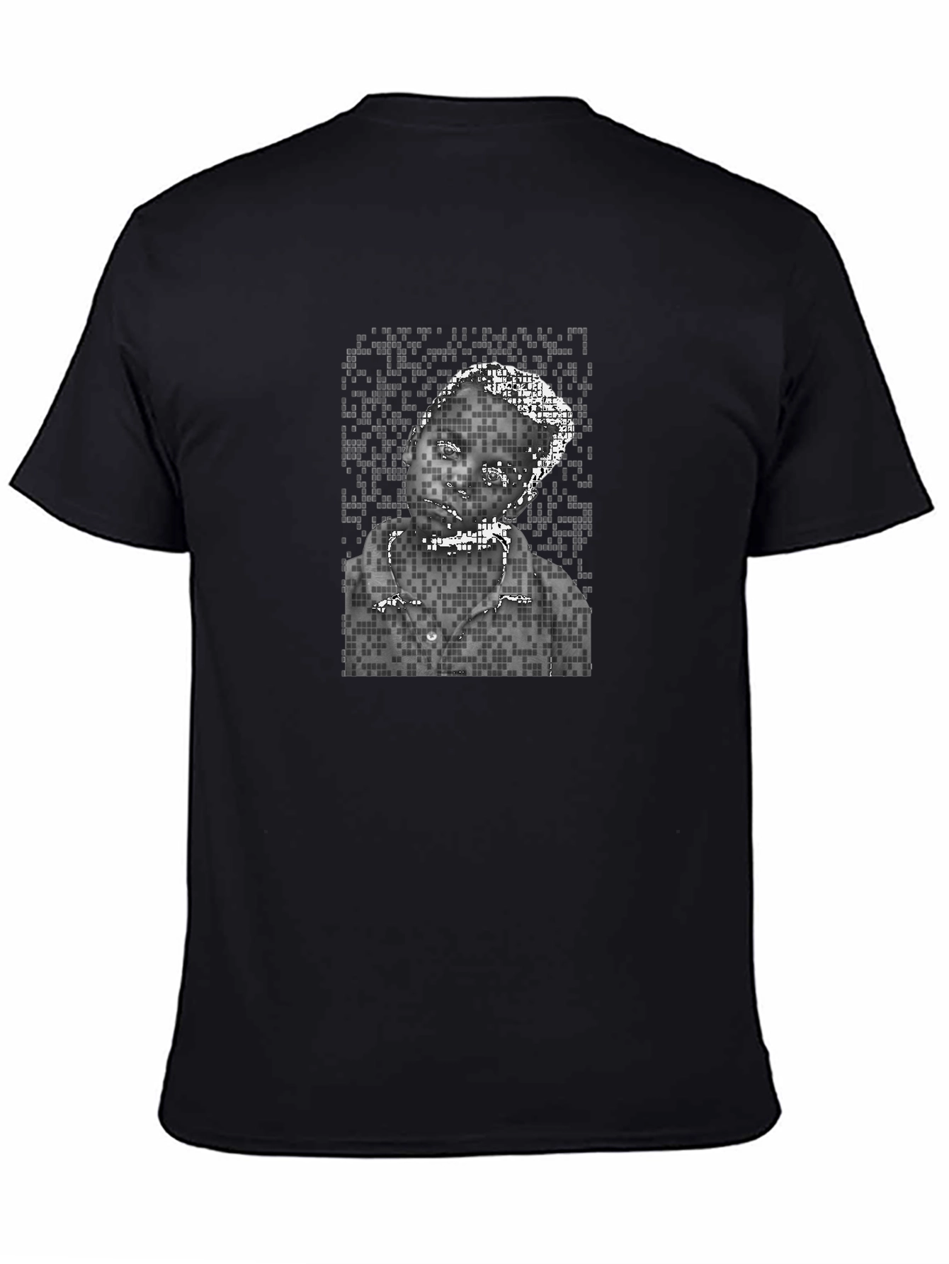 Pixelated Portrait Graphic Tee - Black Unisex Shirt