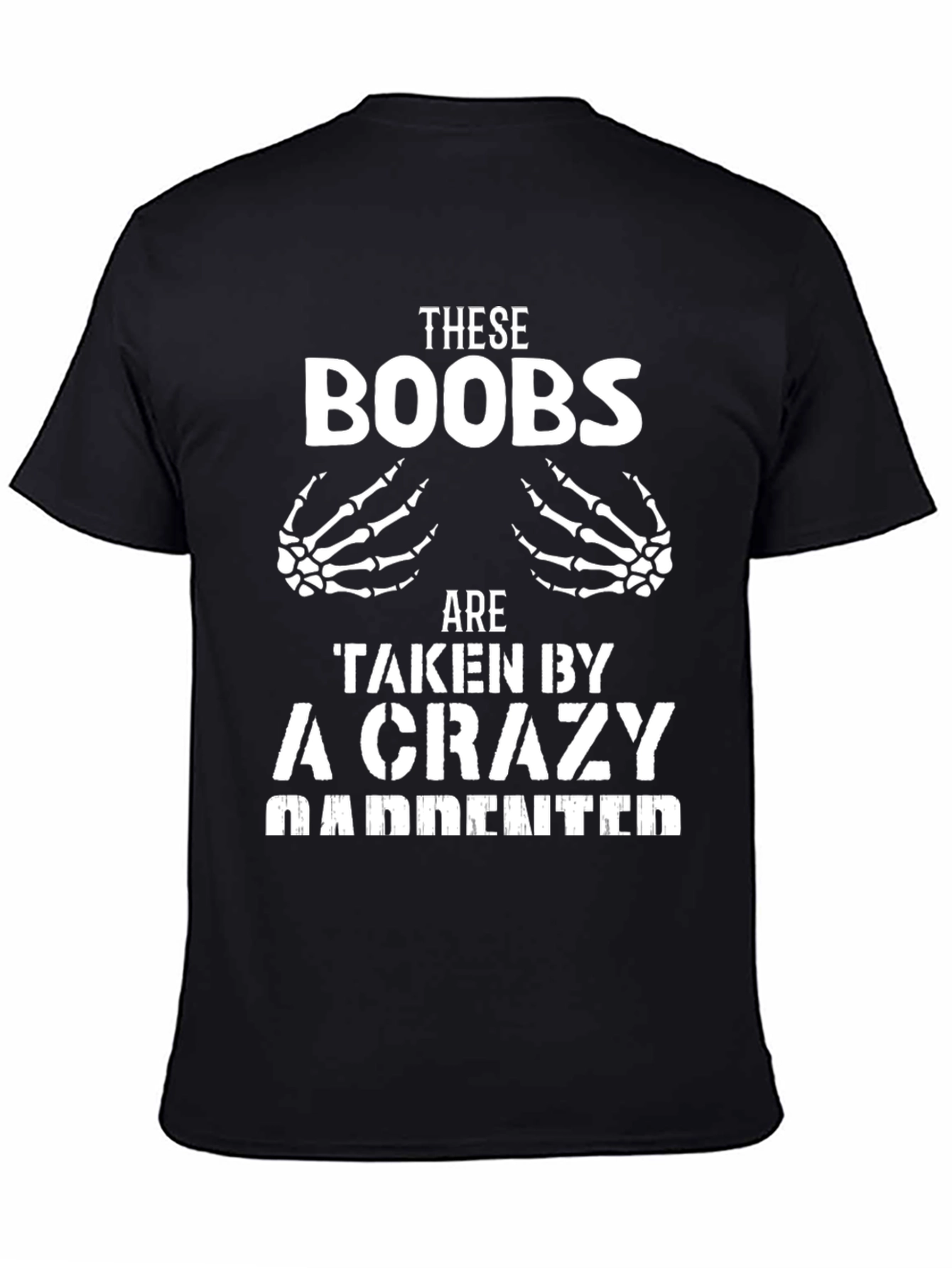 Humorous Skeleton Hands Boobs Graphic T-Shirt