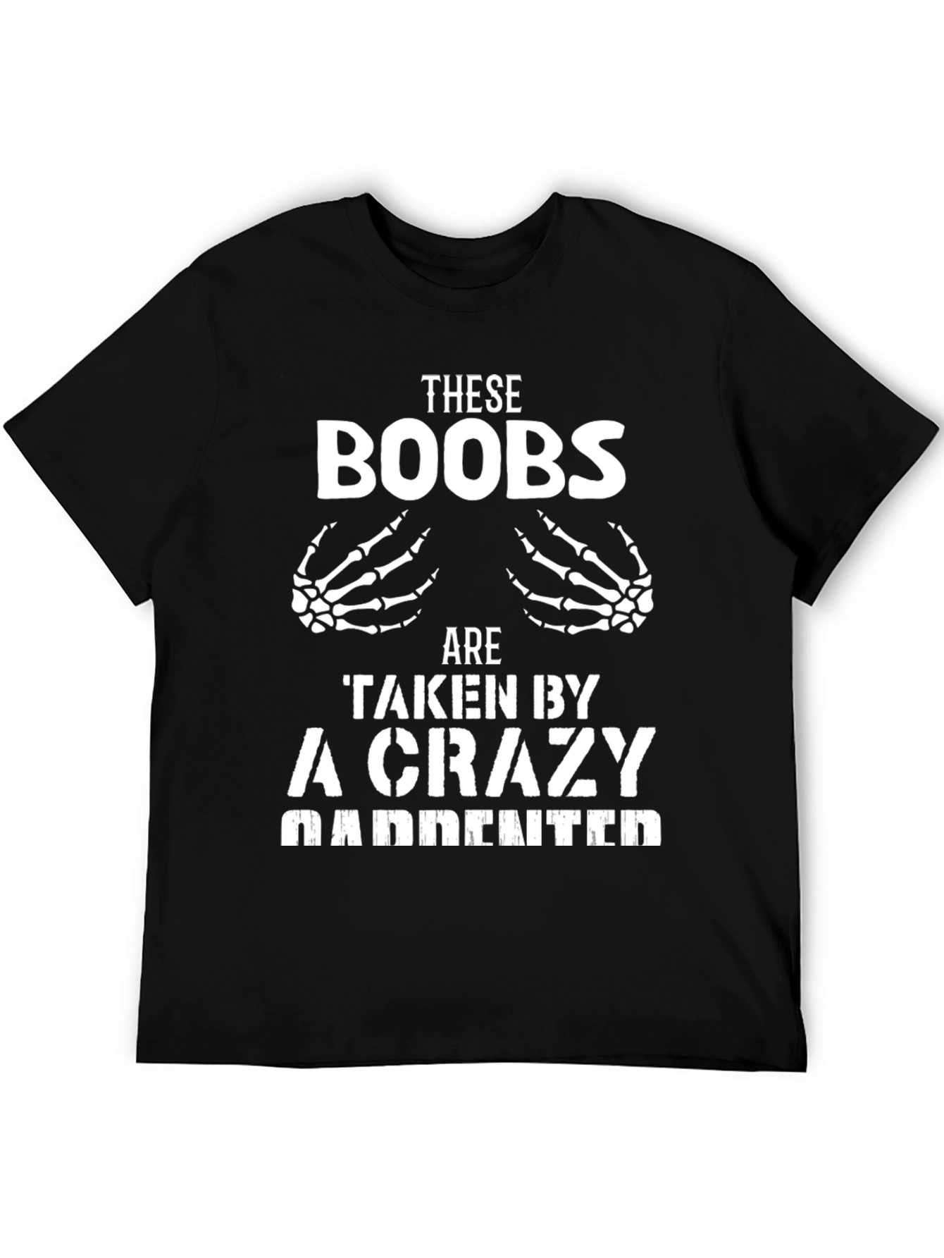 Humorous Skeleton Hands Boobs Graphic T-Shirt