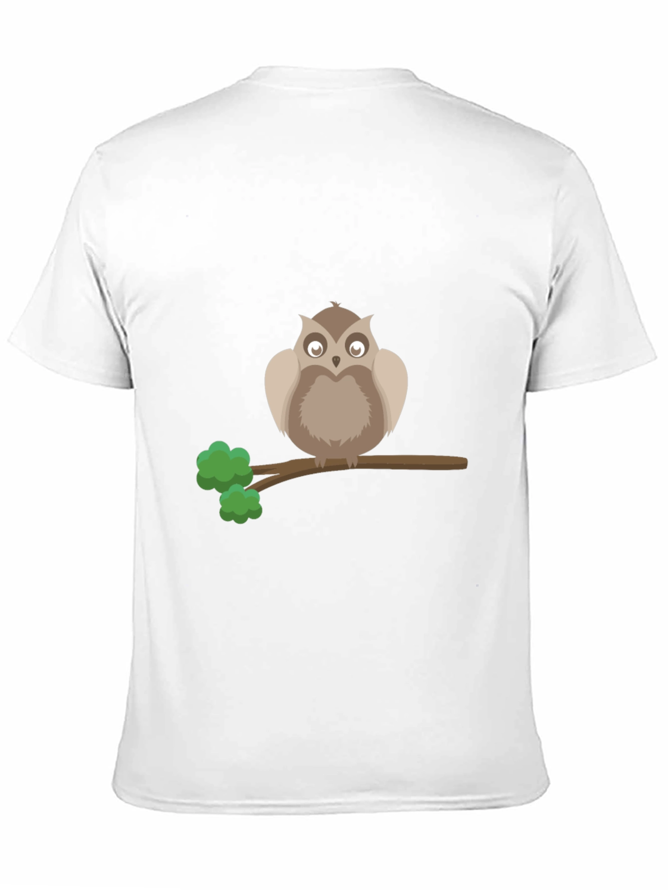 Owl on Branch Graphic Tee - Black Cotton T-Shirt