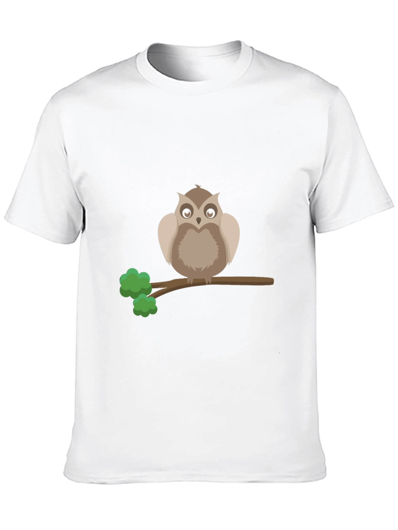 Owl on Branch Graphic Tee - Black Cotton T-Shirt