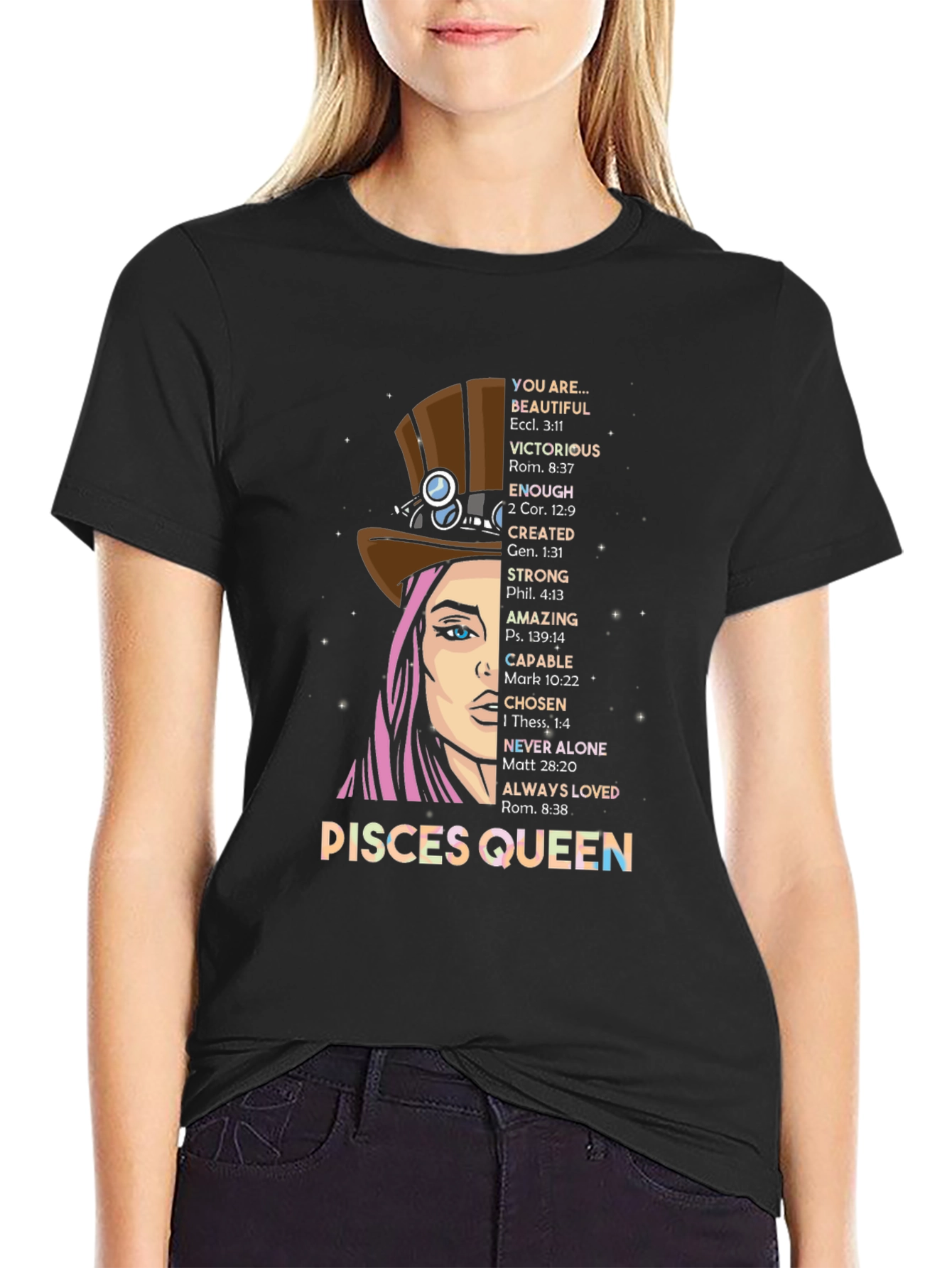 Pisces Queen Graphic T-Shirt - Zodiac Sign Tee