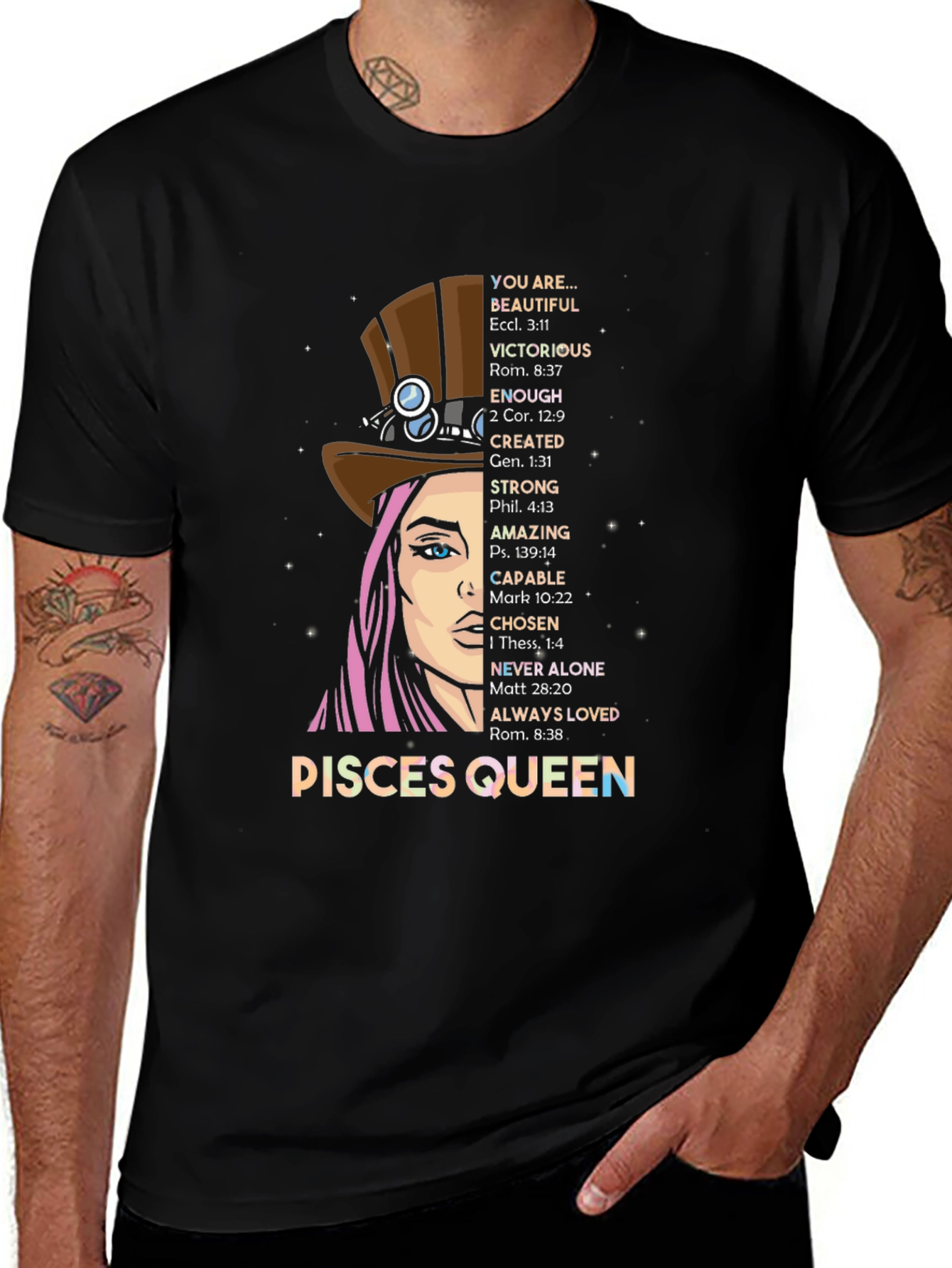 Pisces Queen Graphic T-Shirt - Zodiac Sign Tee