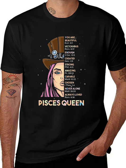 Pisces Queen Graphic T-Shirt - Zodiac Sign Tee