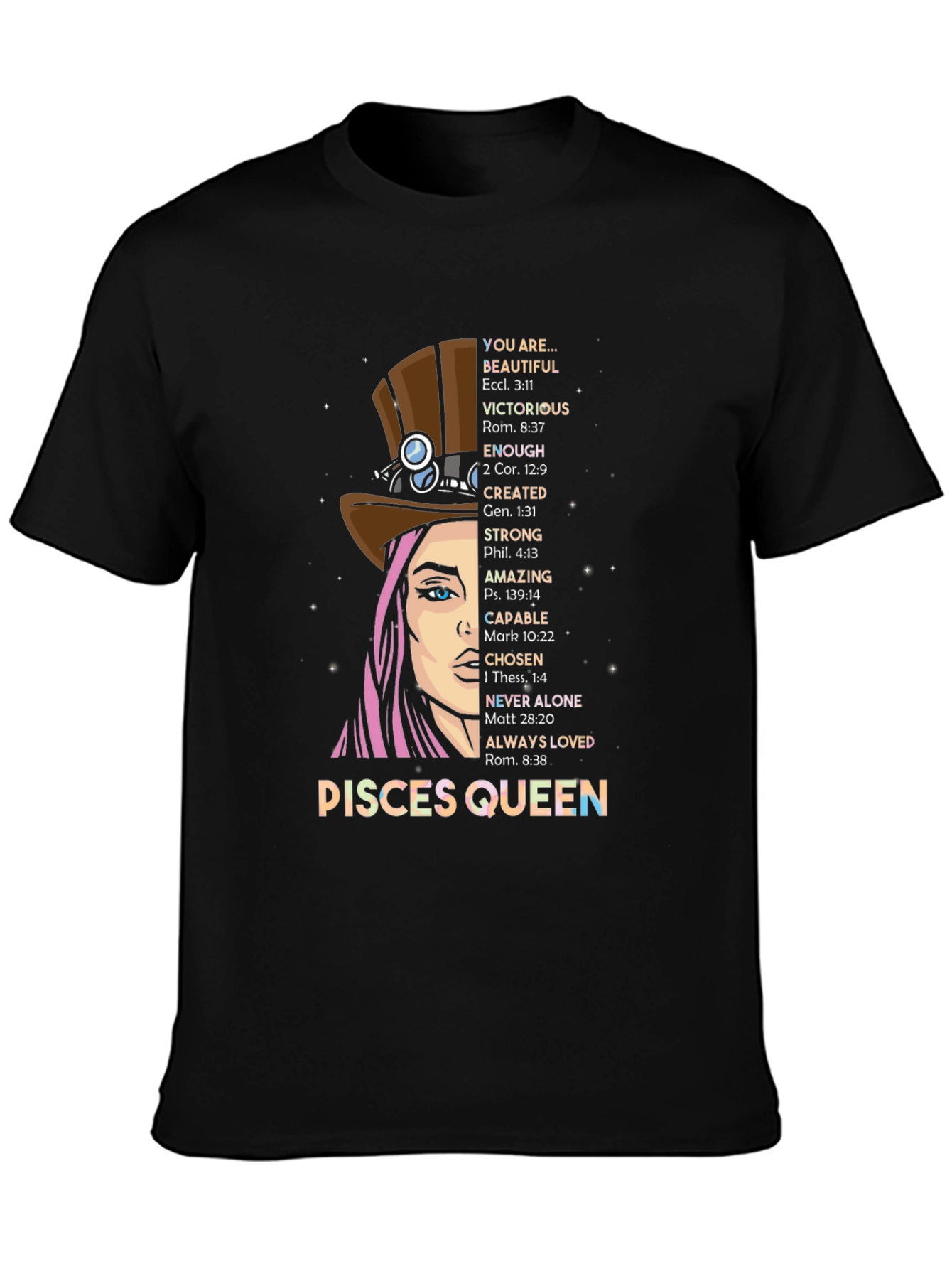Pisces Queen Graphic T-Shirt - Zodiac Sign Tee