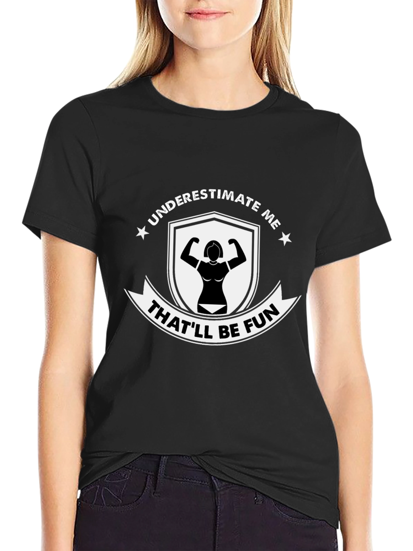 Underestimate Me Black Graphic Tee