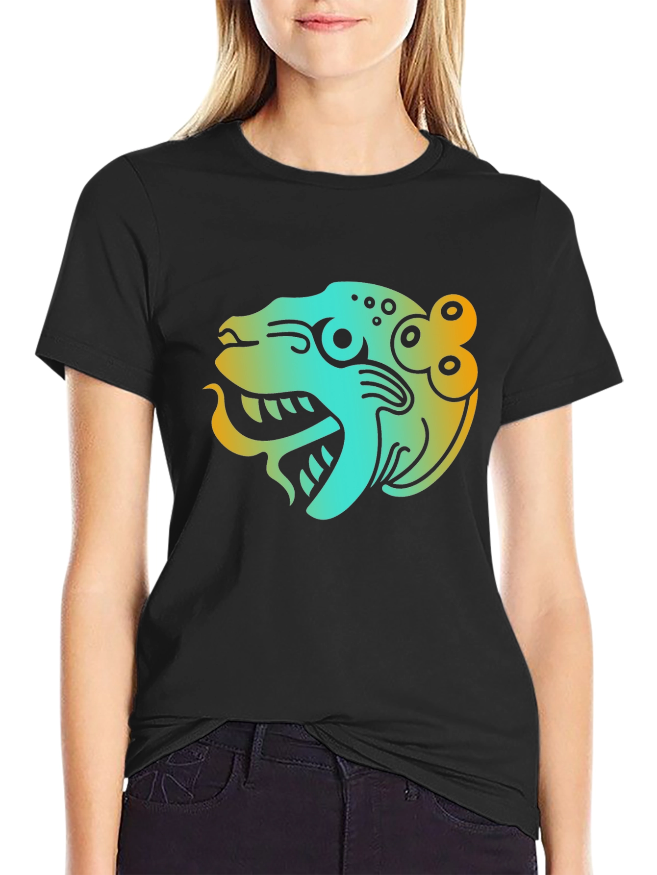 Aztec Jaguar Graphic Black T-Shirt