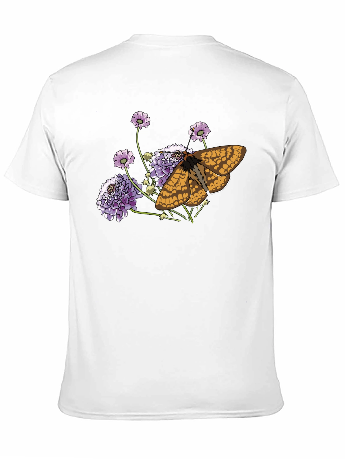 Butterfly and Flower Graphic Black T-Shirt