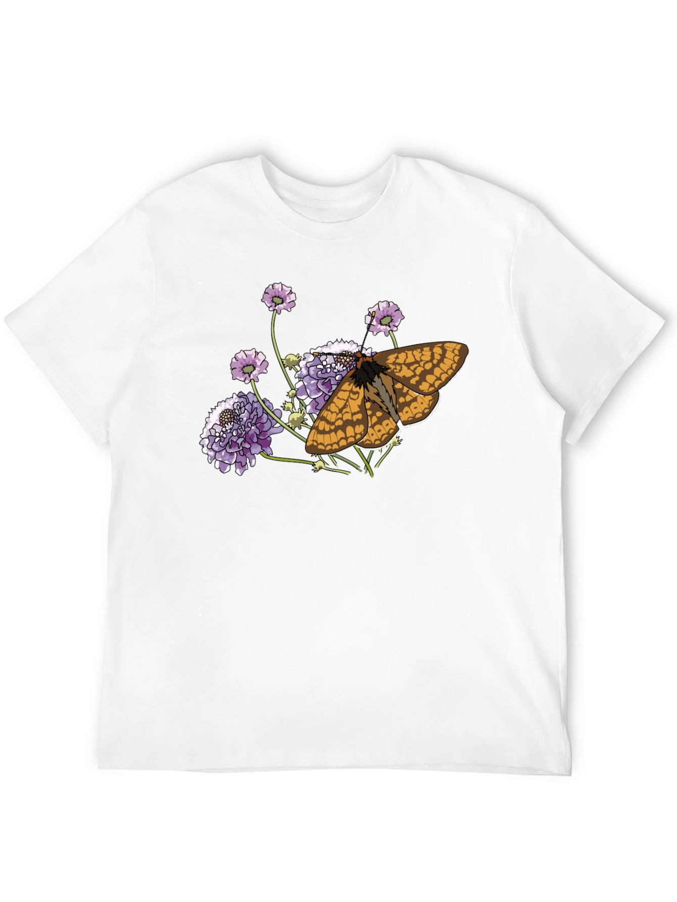 Butterfly and Flower Graphic Black T-Shirt