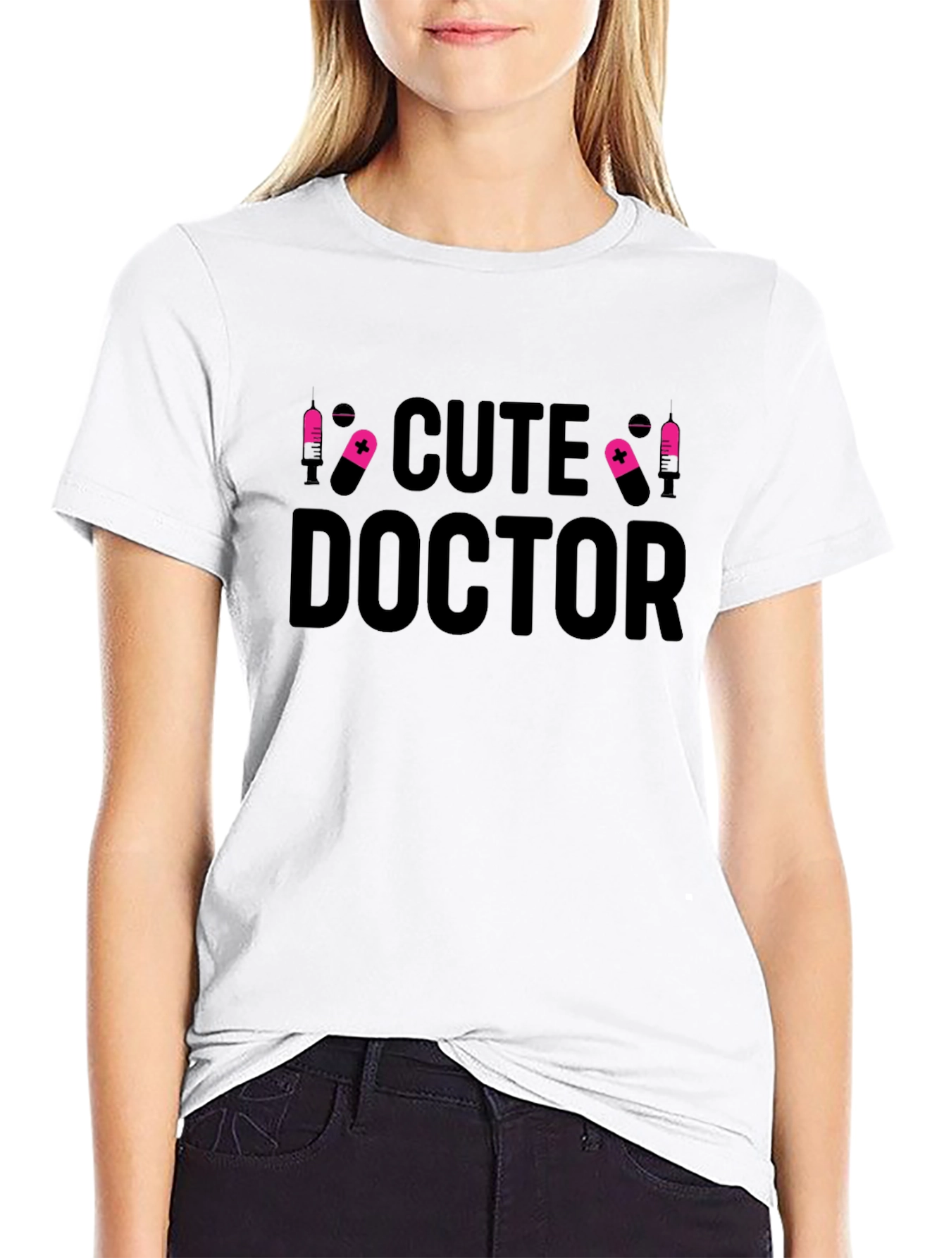Cute Doctor Graphic Tee - Black
