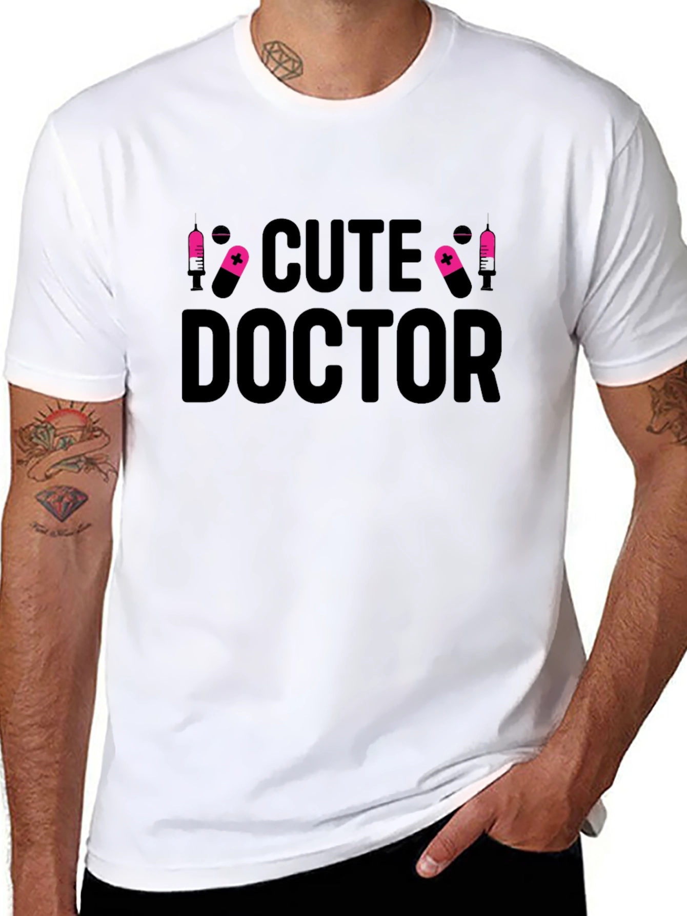 Cute Doctor Graphic Tee - Black
