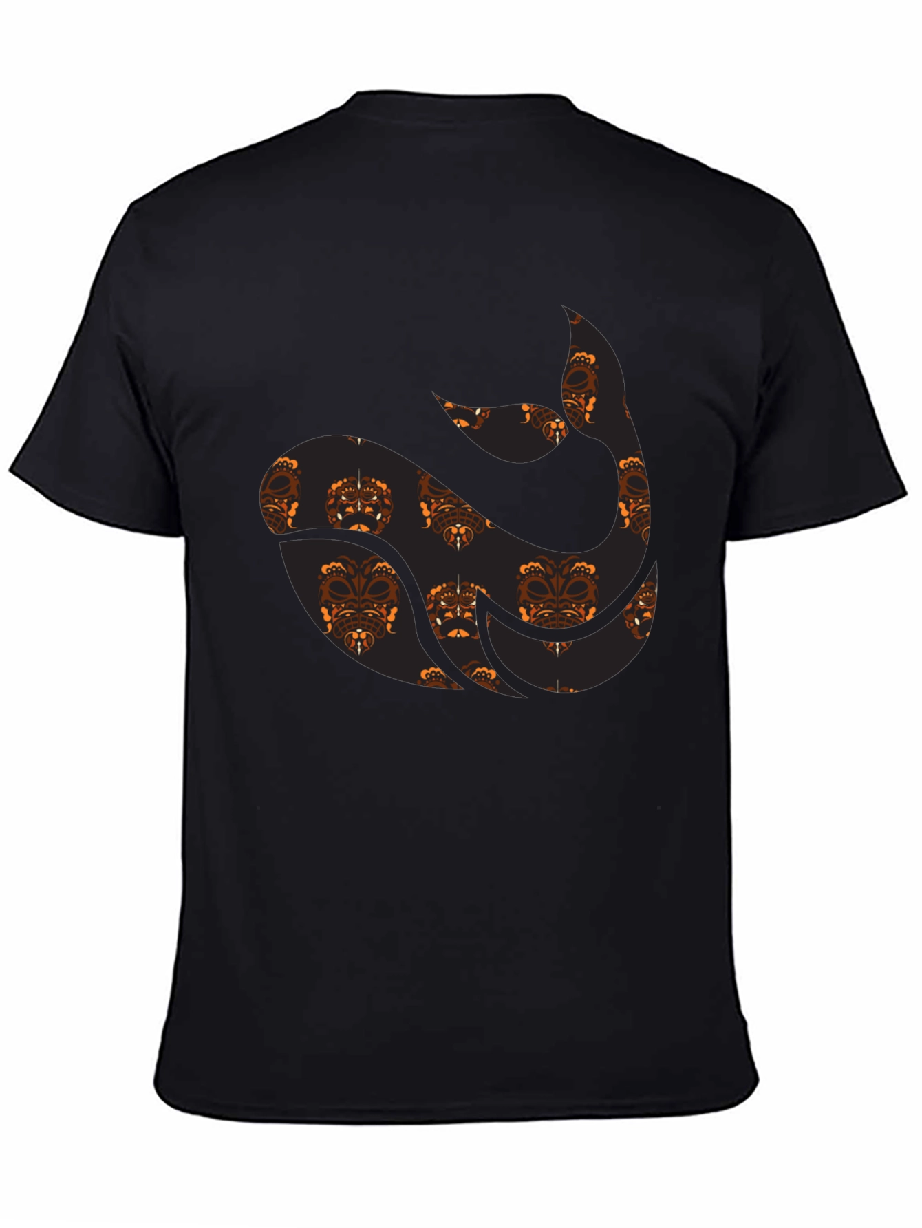 Tribal Whale Graphic Tee - Black