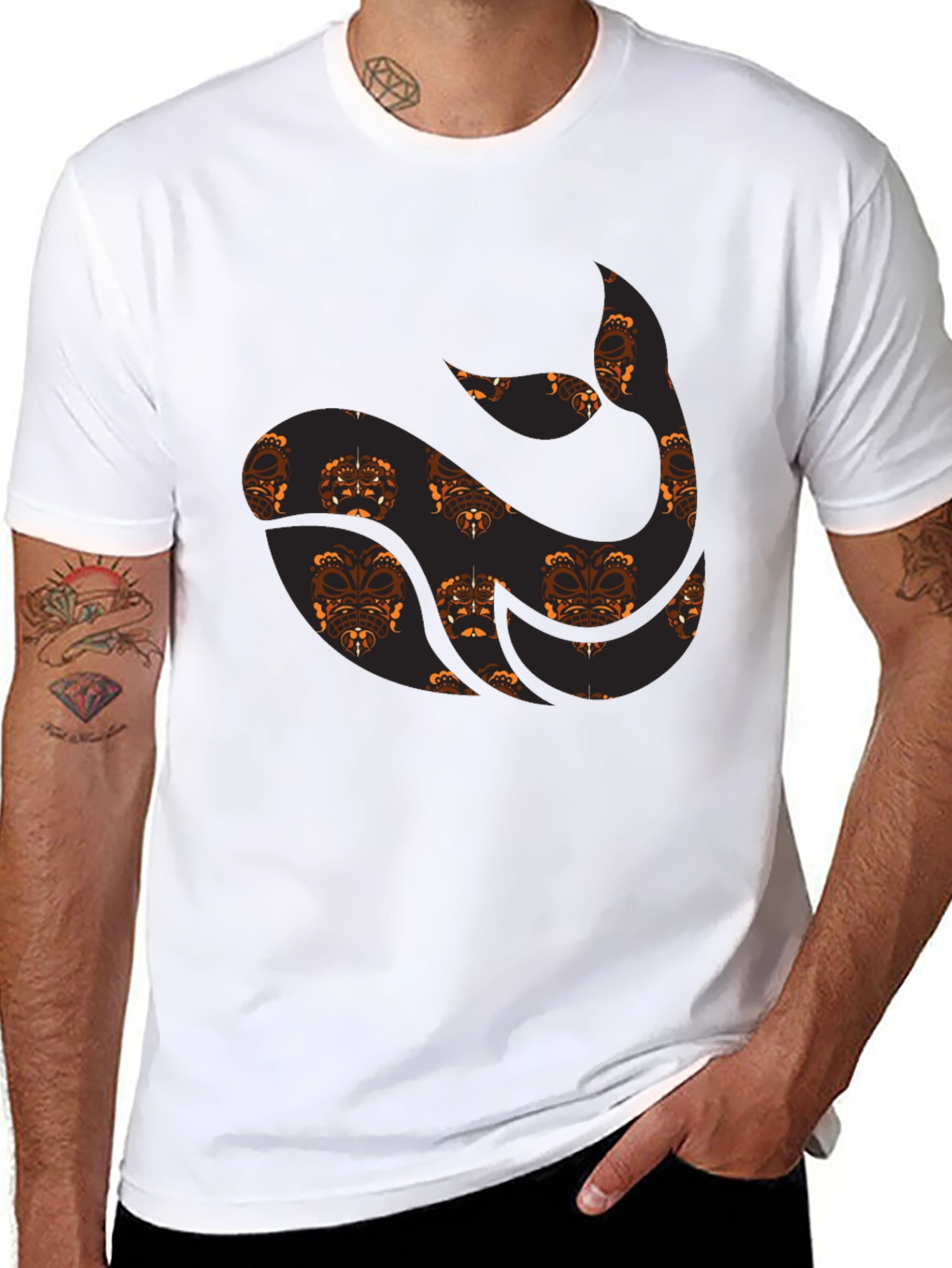 Tribal Whale Graphic Tee - Black