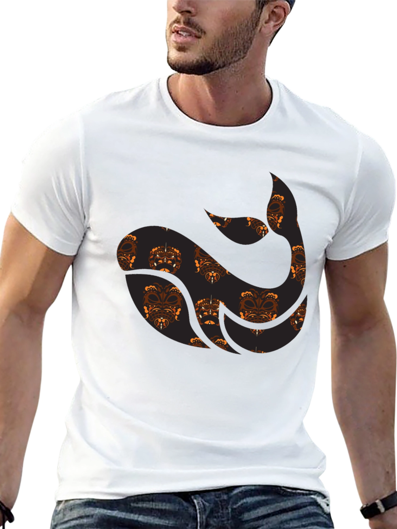 Tribal Whale Graphic Tee - Black
