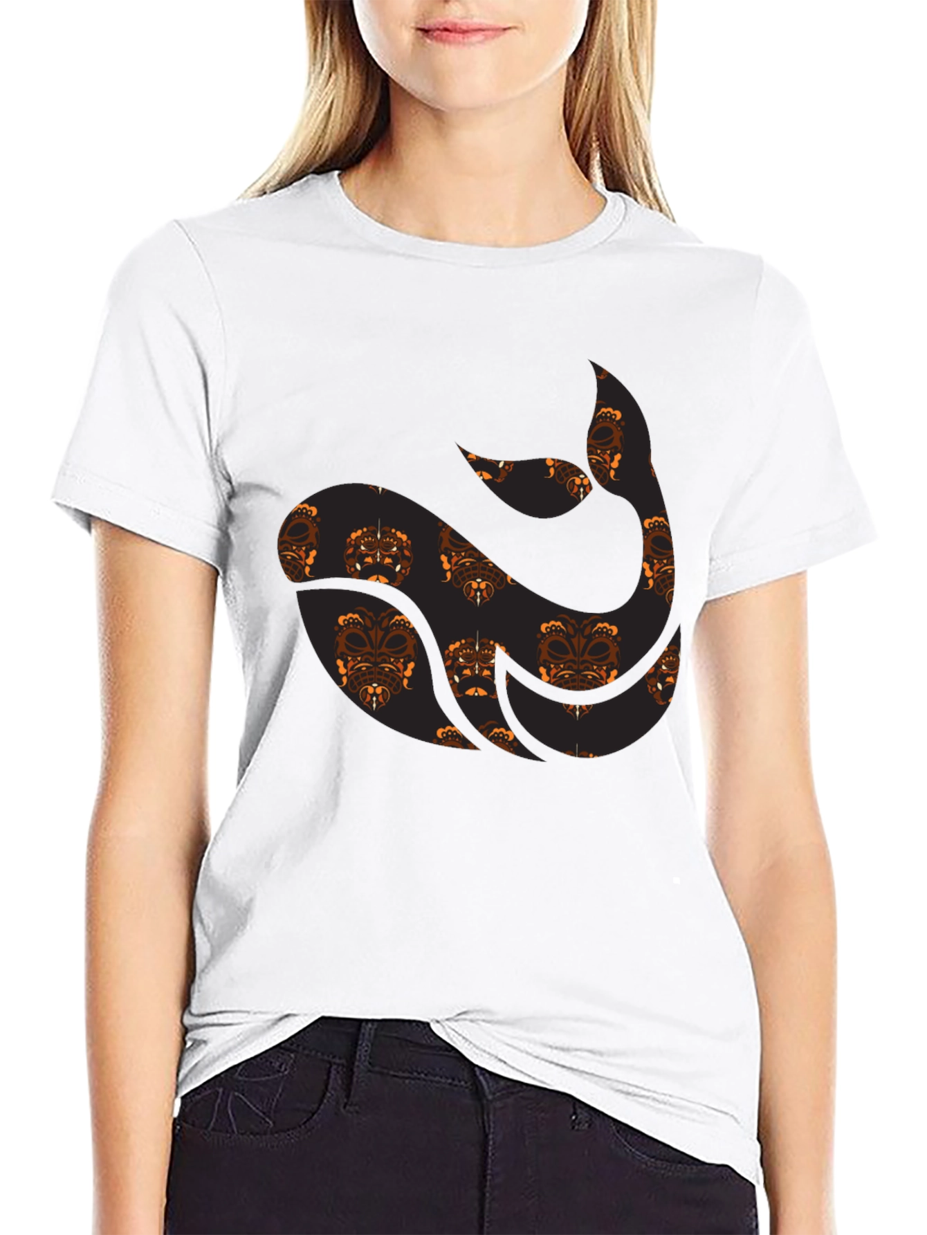Tribal Whale Graphic Tee - Black