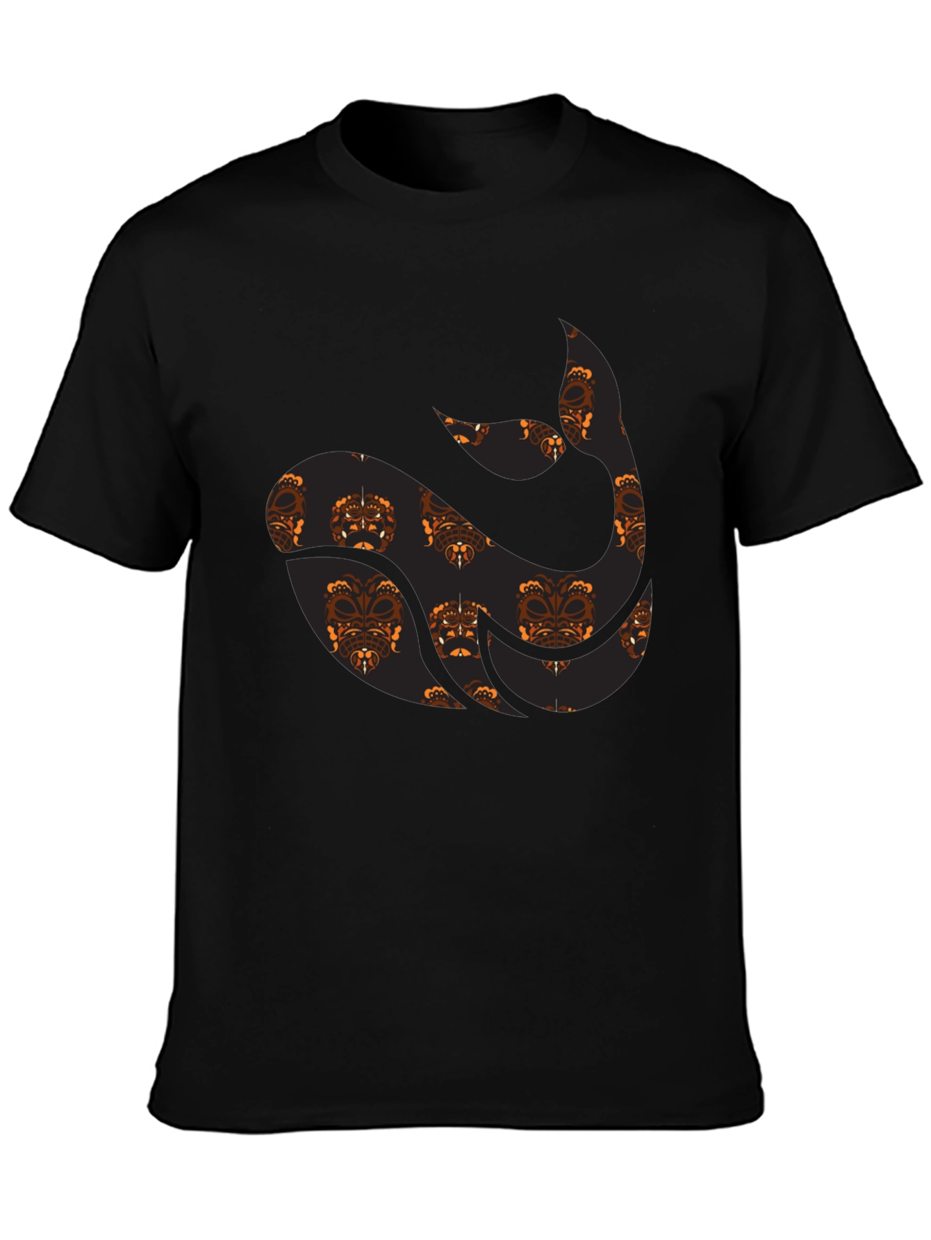 Tribal Whale Graphic Tee - Black