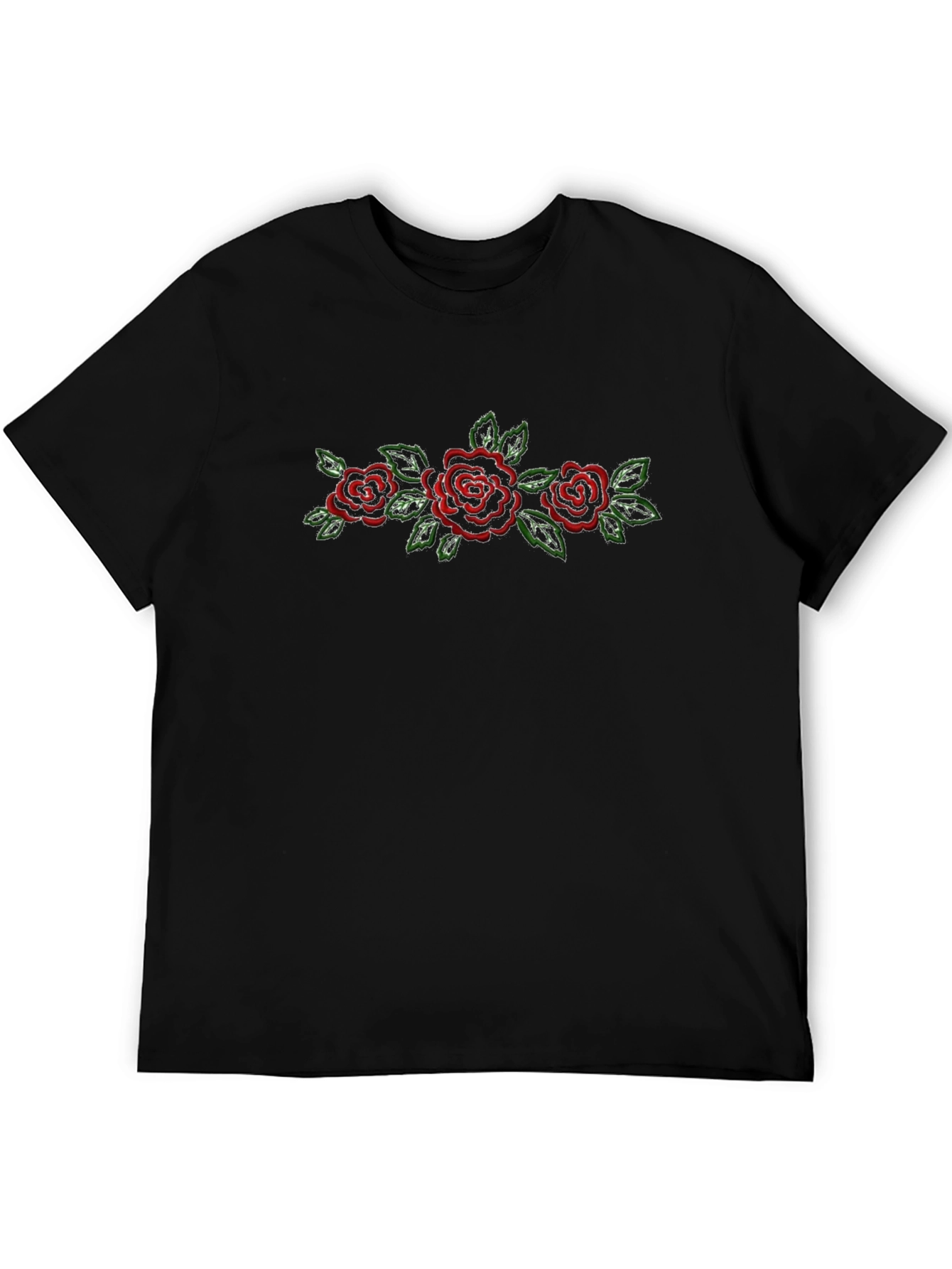 Red Rose Graphic Black T-Shirt