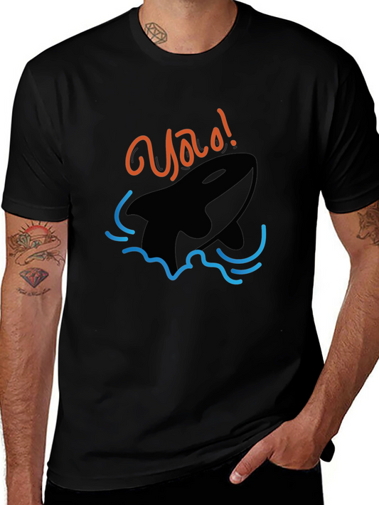 Orca Whale Graphic Black T-Shirt - Yao! Design