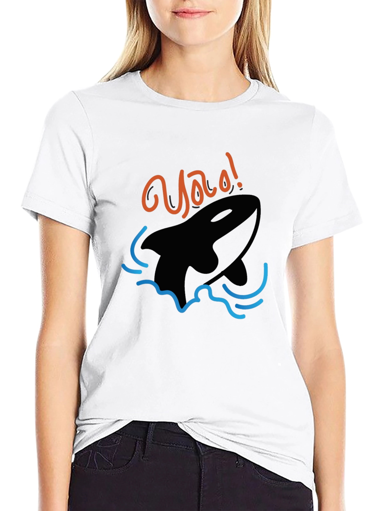 Orca Whale Graphic Black T-Shirt - Yao! Design