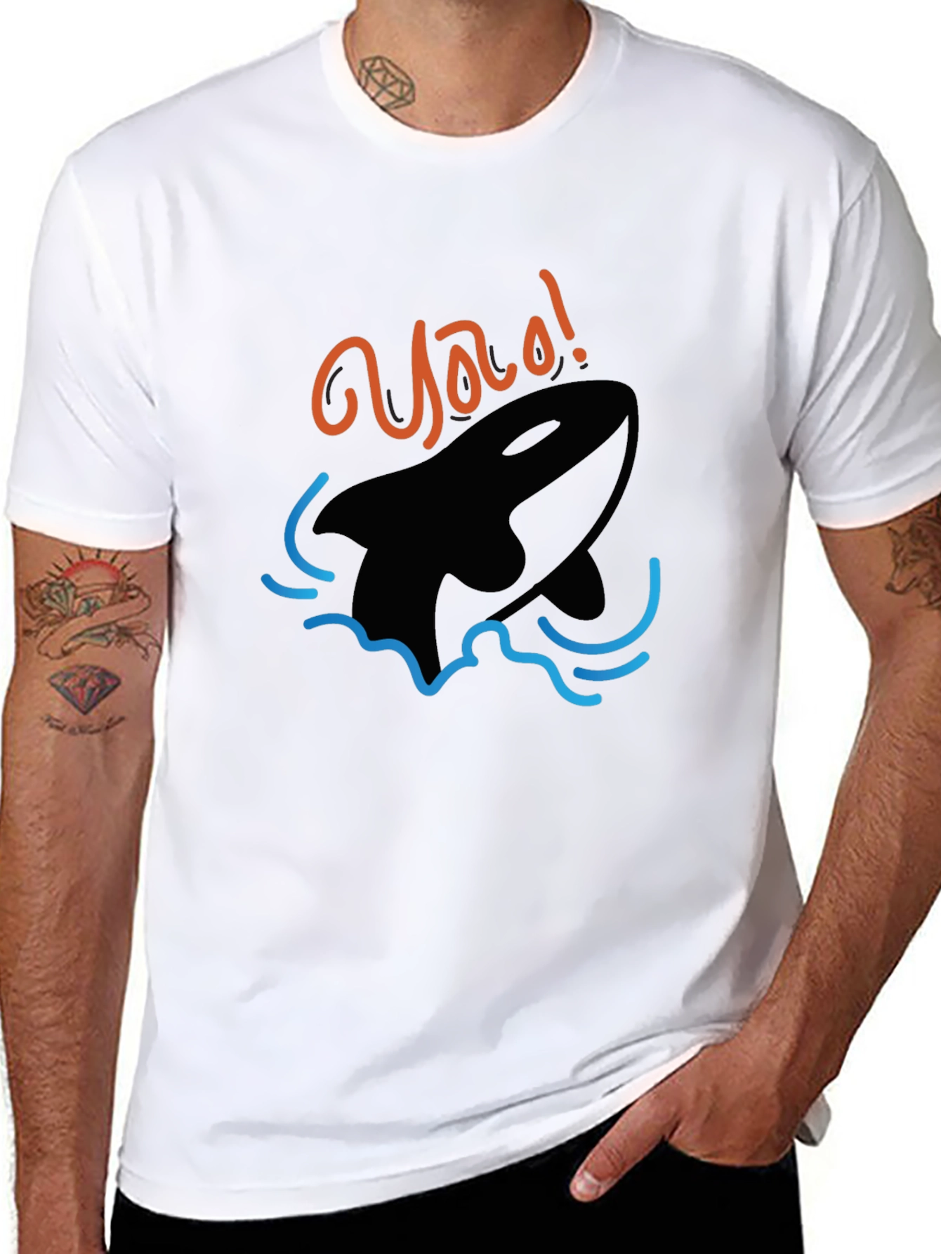 Orca Whale Graphic Black T-Shirt - Yao! Design