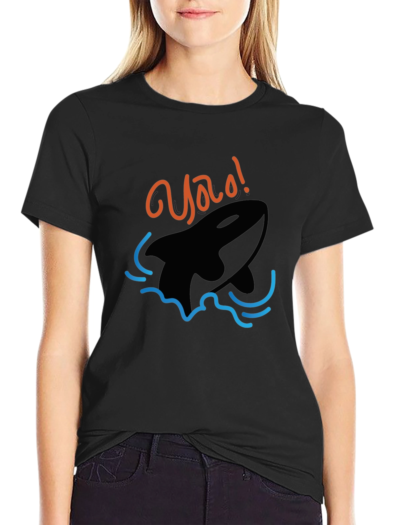 Orca Whale Graphic Black T-Shirt - Yao! Design