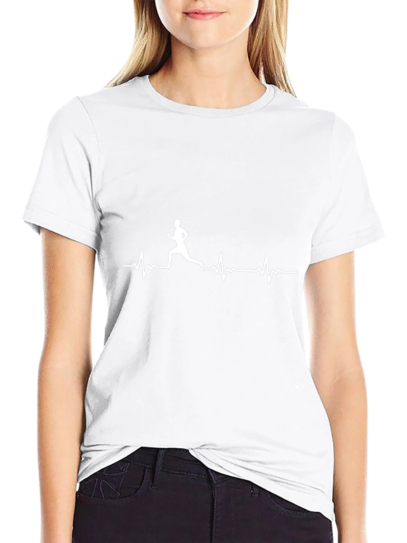 Runner Heartbeat Graphic Tee - Black Cotton Casual Shirt