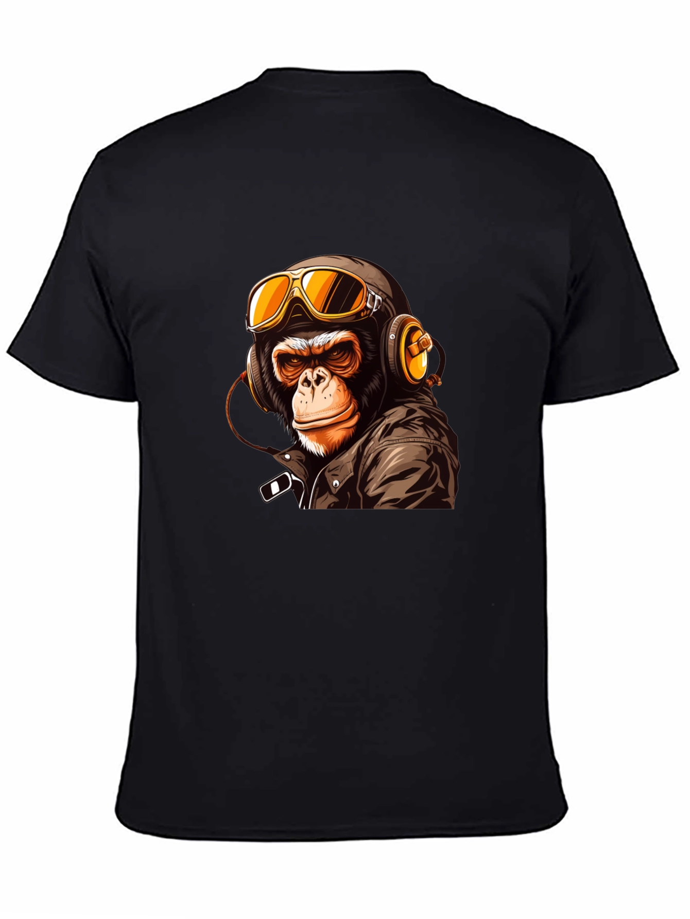 Cool Biker Monkey Graphic Tee - Black
