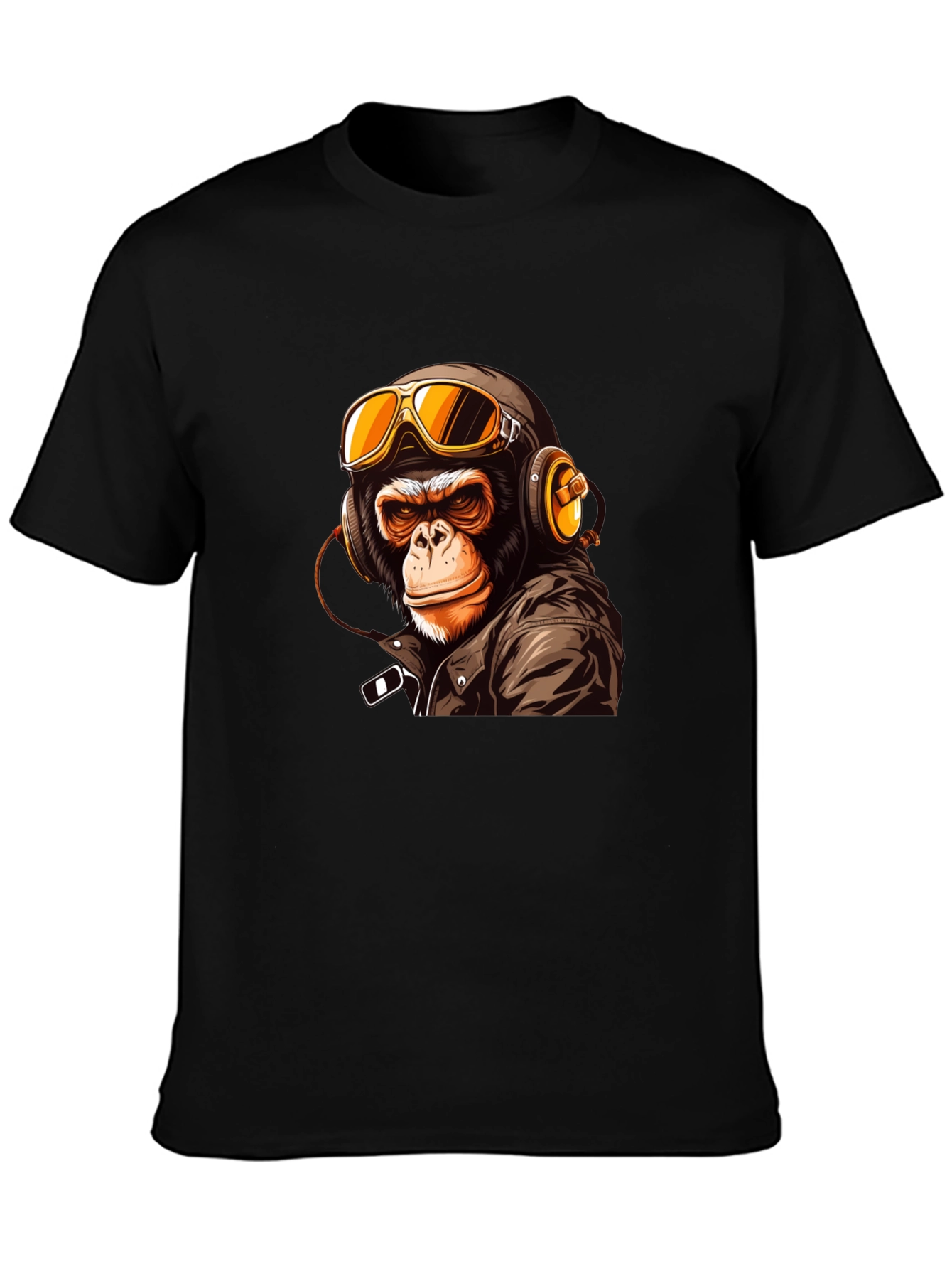 Cool Biker Monkey Graphic Tee - Black