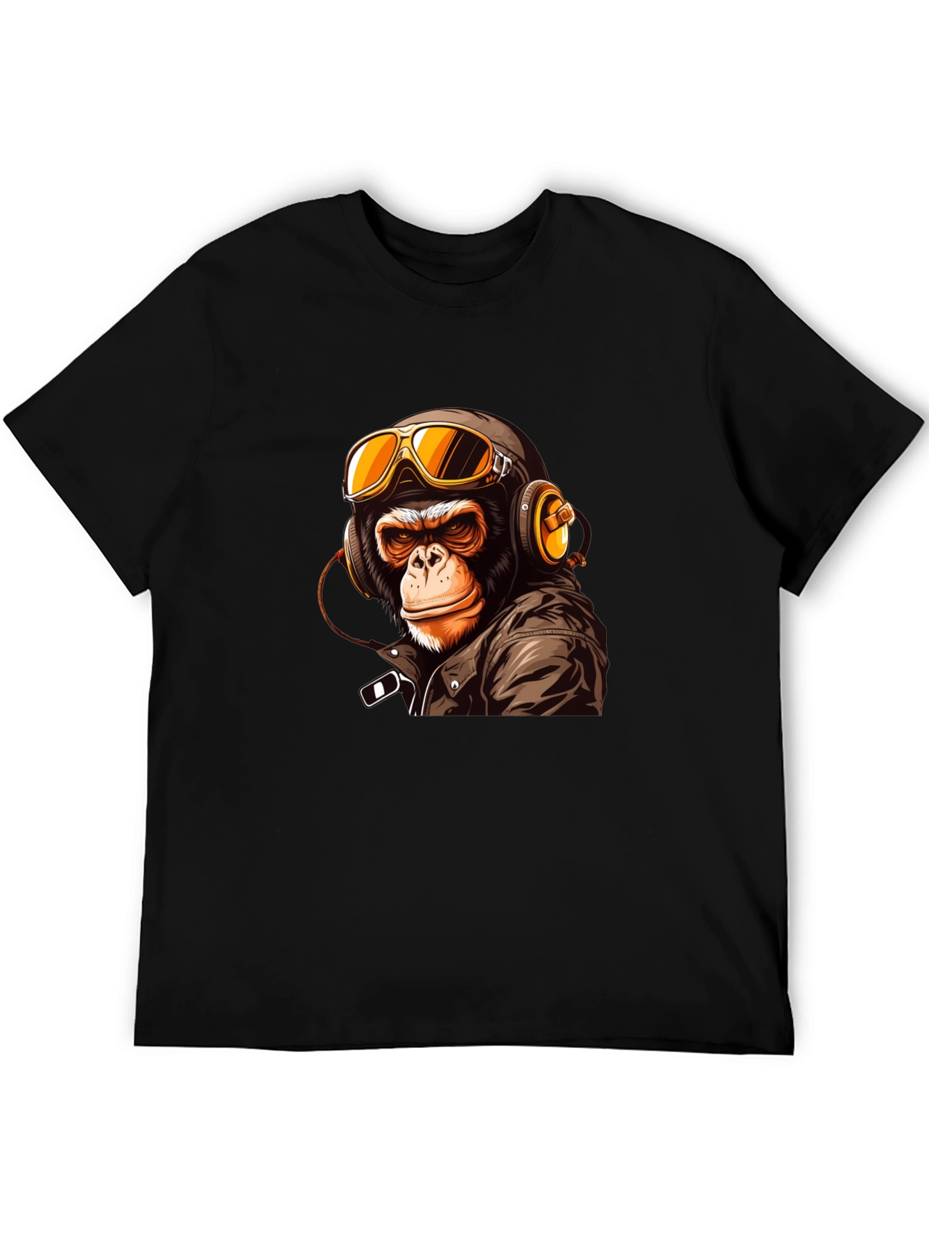 Cool Biker Monkey Graphic Tee - Black