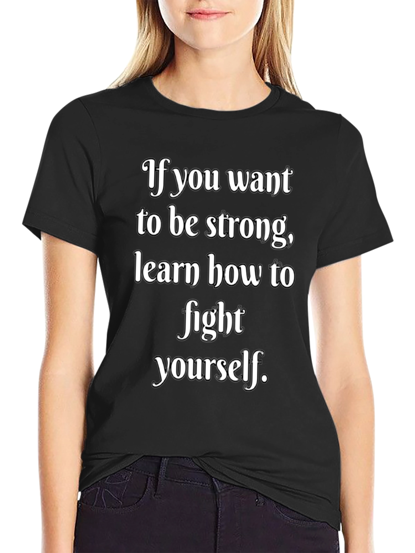 Strong Motivation Black Graphic T-Shirt