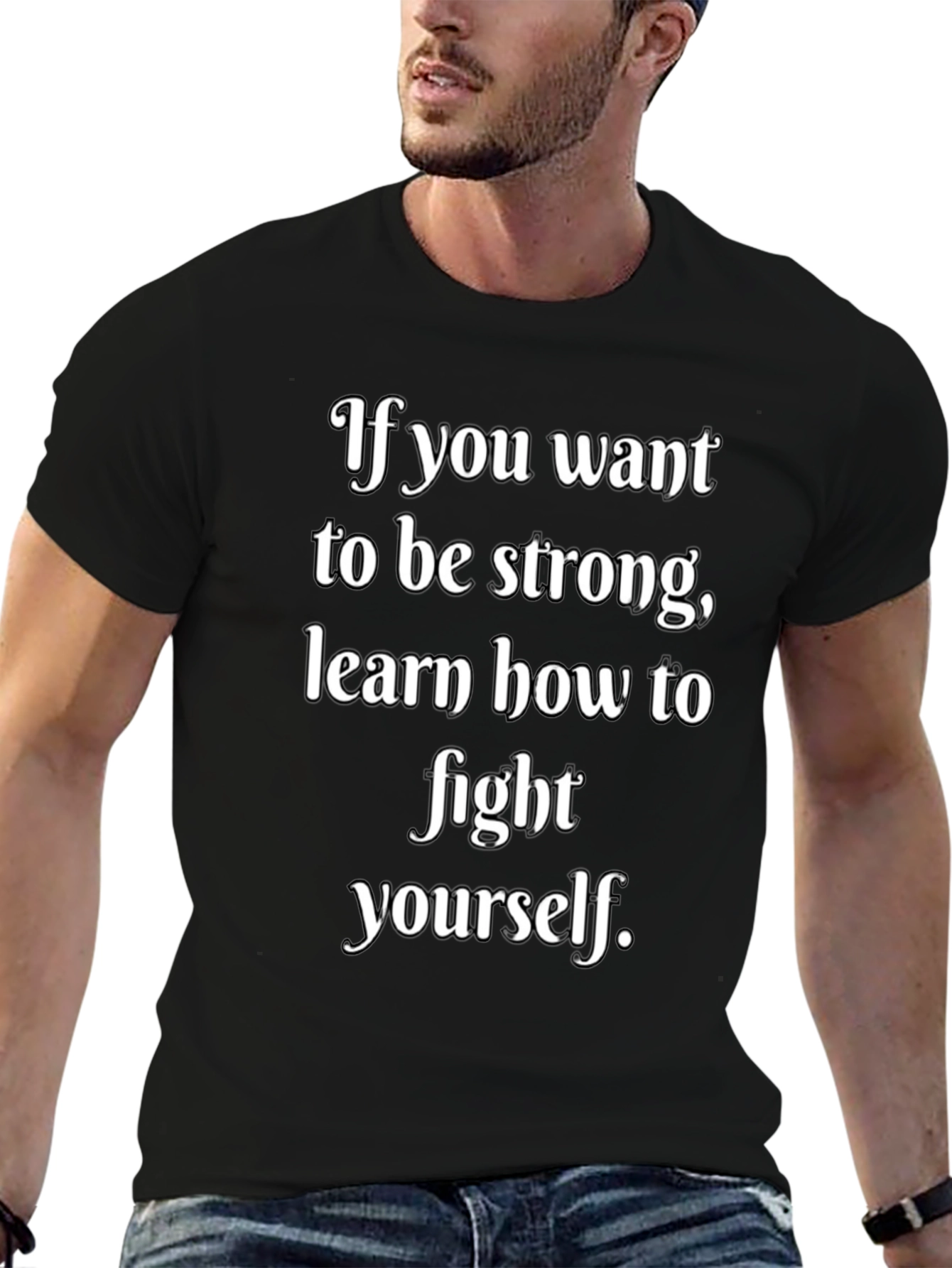 Strong Motivation Black Graphic T-Shirt