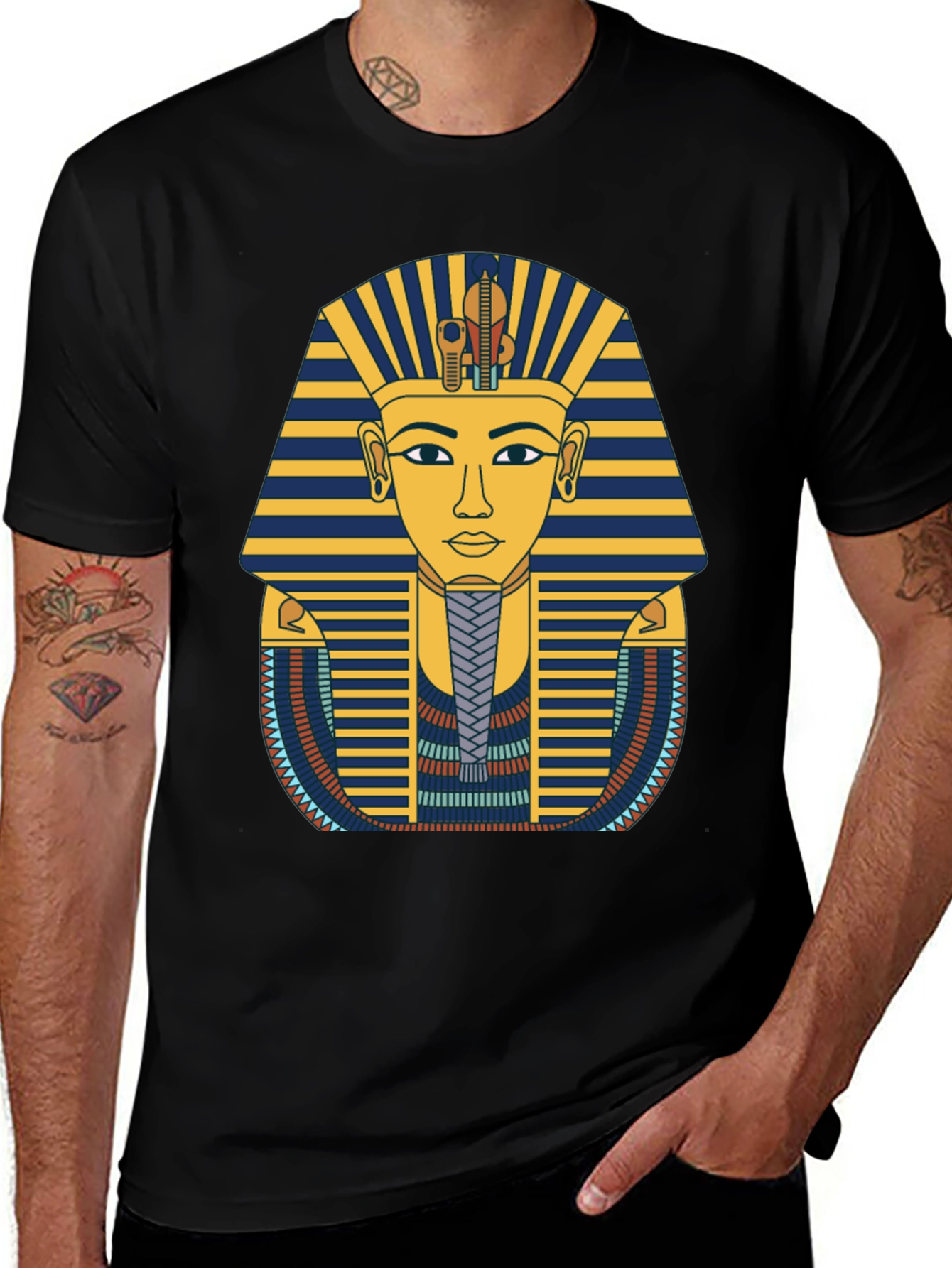 Egyptian Pharaoh Graphic Tee - Black Cotton T-Shirt