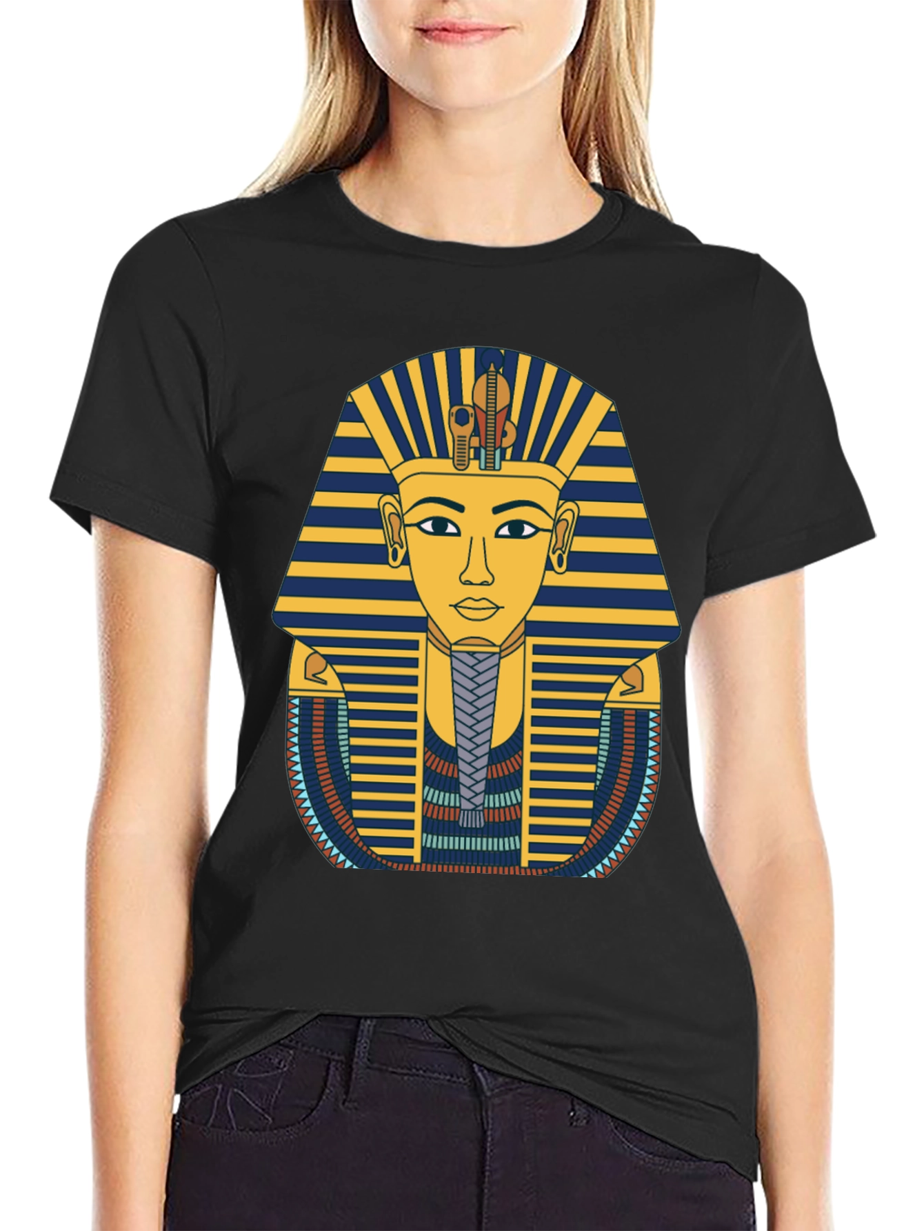 Egyptian Pharaoh Graphic Tee - Black Cotton T-Shirt
