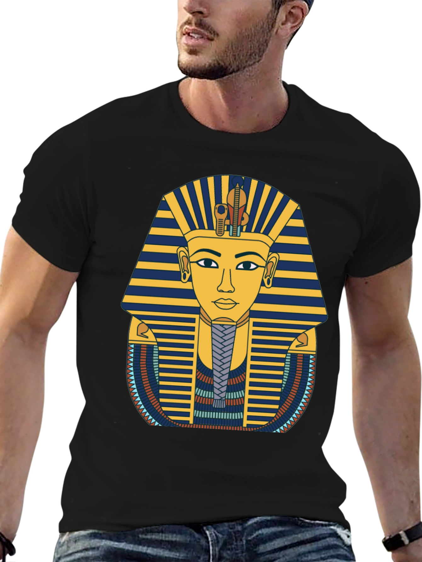 Egyptian Pharaoh Graphic Tee - Black Cotton T-Shirt