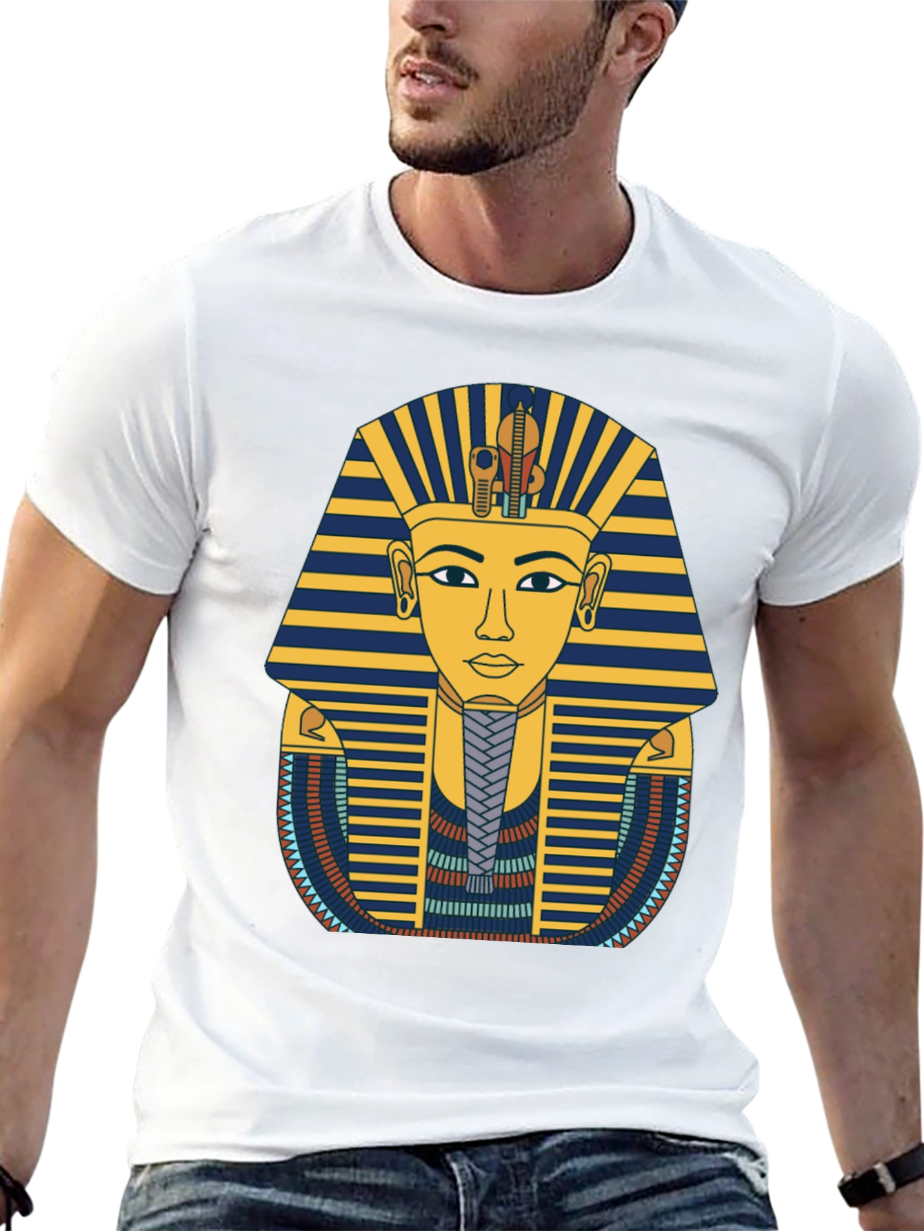 Egyptian Pharaoh Graphic Tee - Black Cotton T-Shirt
