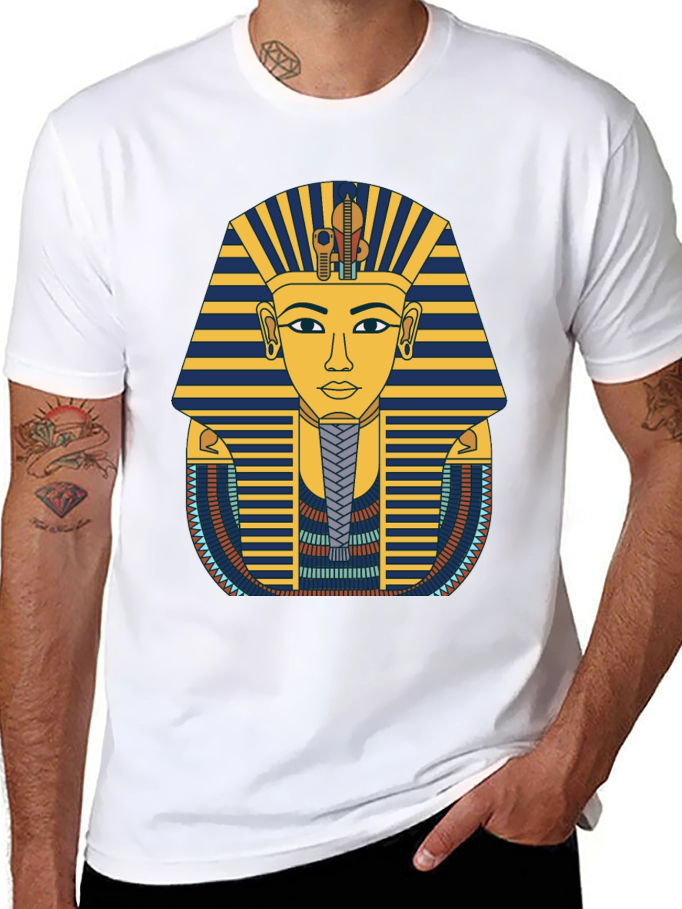 Egyptian Pharaoh Graphic Tee - Black Cotton T-Shirt