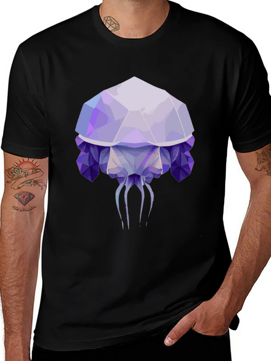 Geometric Jellyfish Graphic Tee - Mens Black T-Shirt