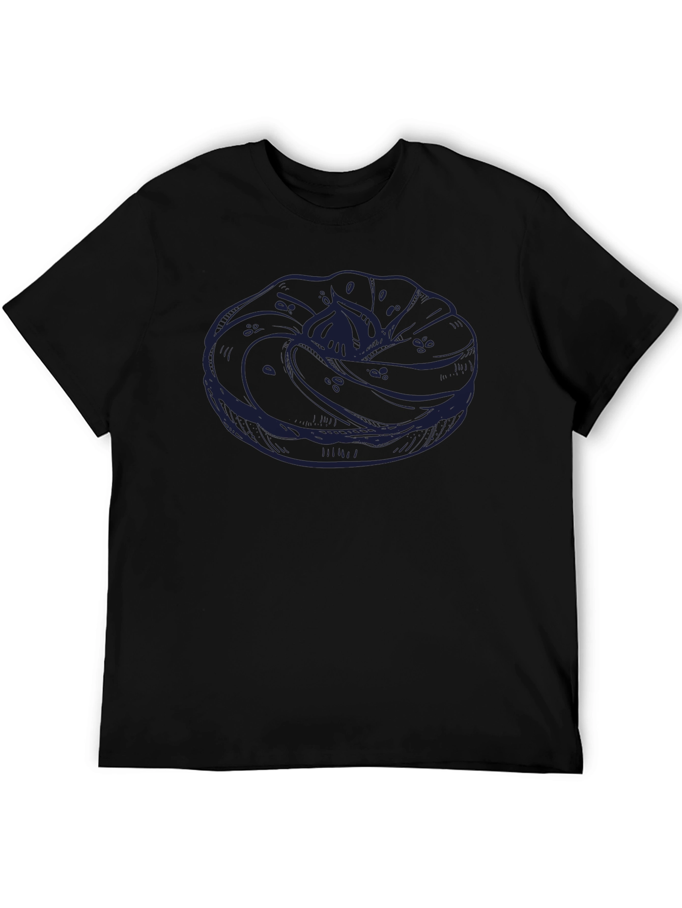 Mens Black T-Shirt with Unique Donut Graphic