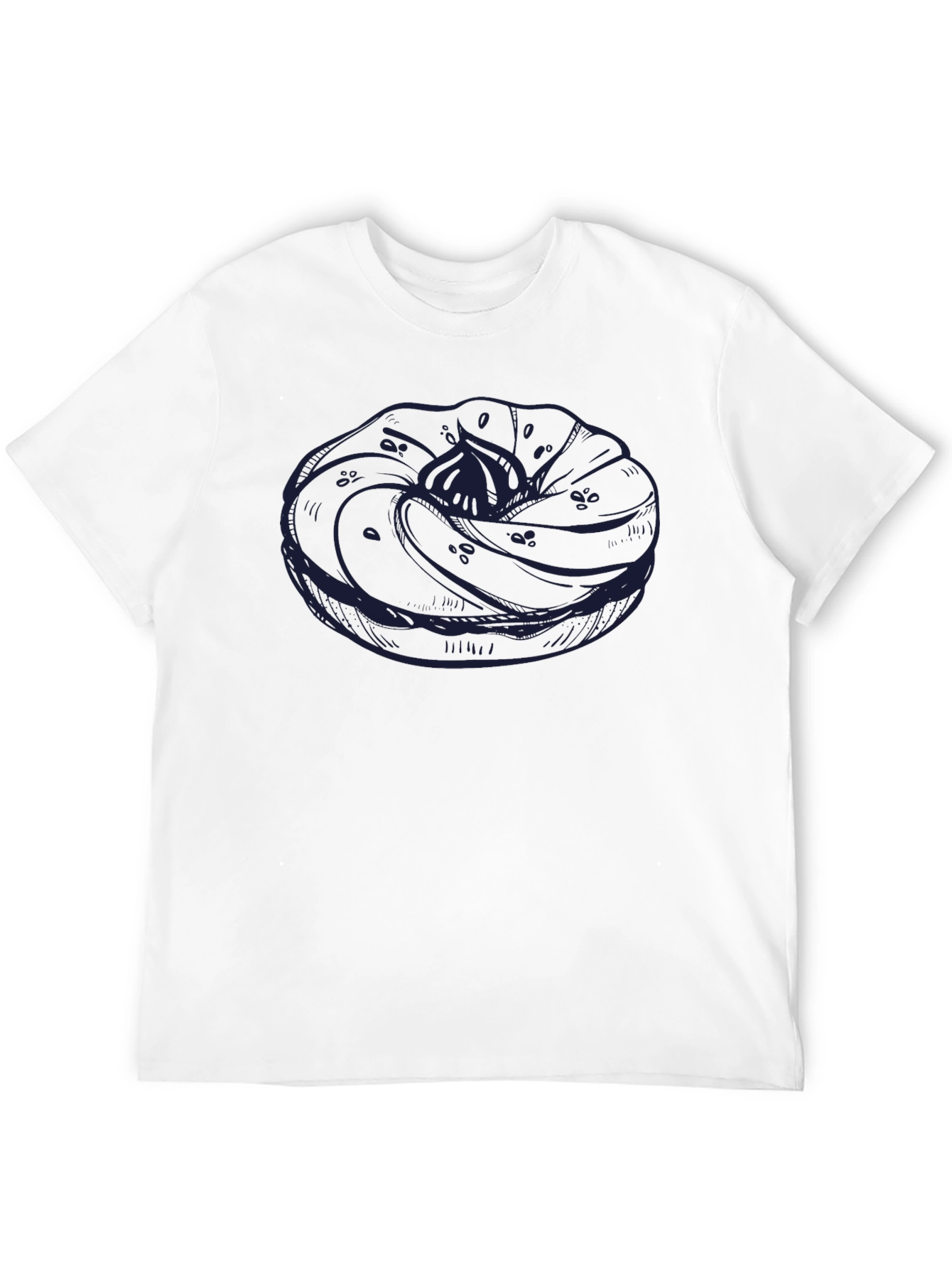 Mens Black T-Shirt with Unique Donut Graphic