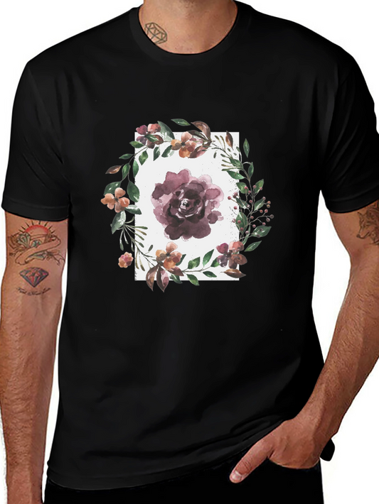 Floral Watercolor Graphic Tee - Black