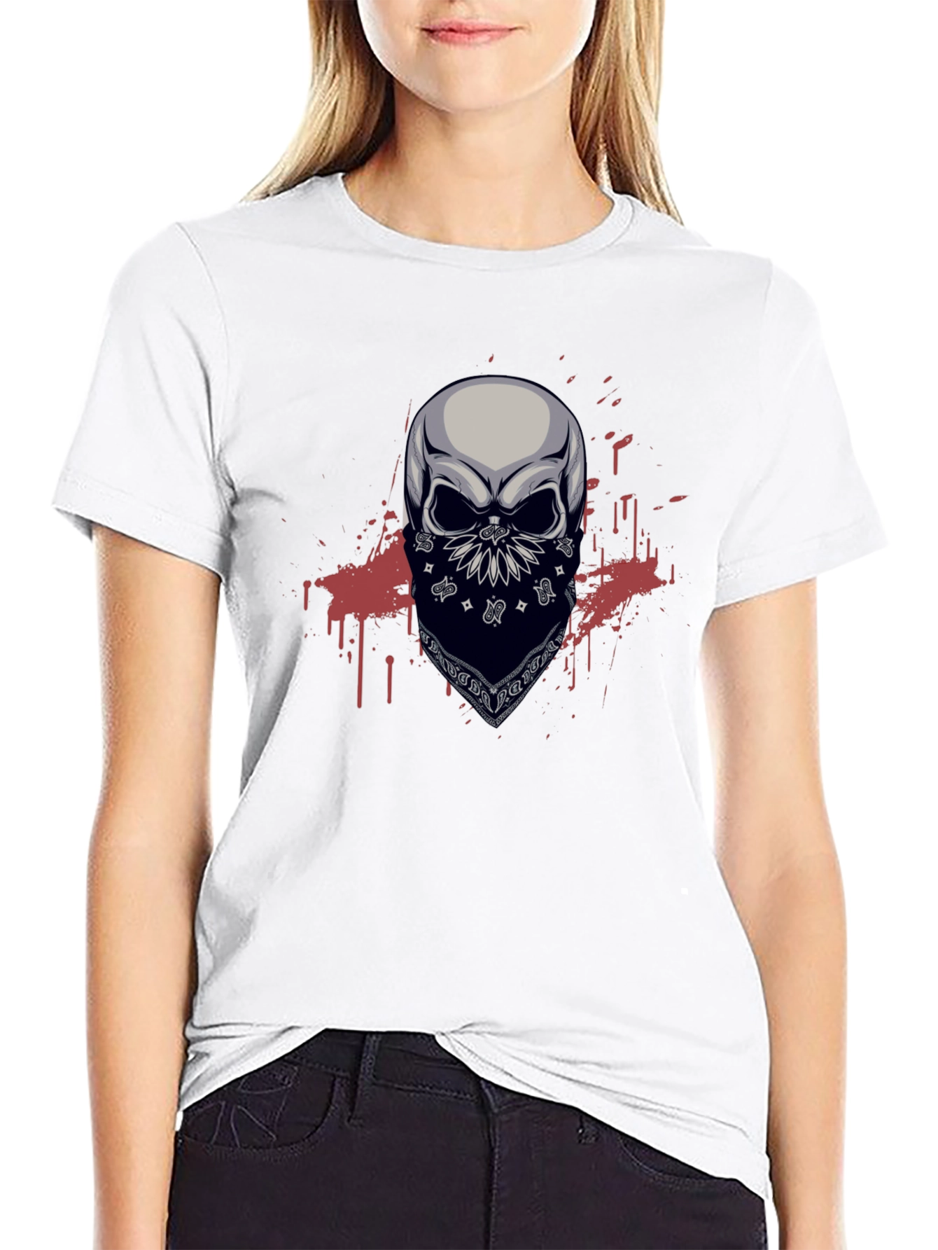Skull Bandana Graphic T-Shirt - Mens Black Tee
