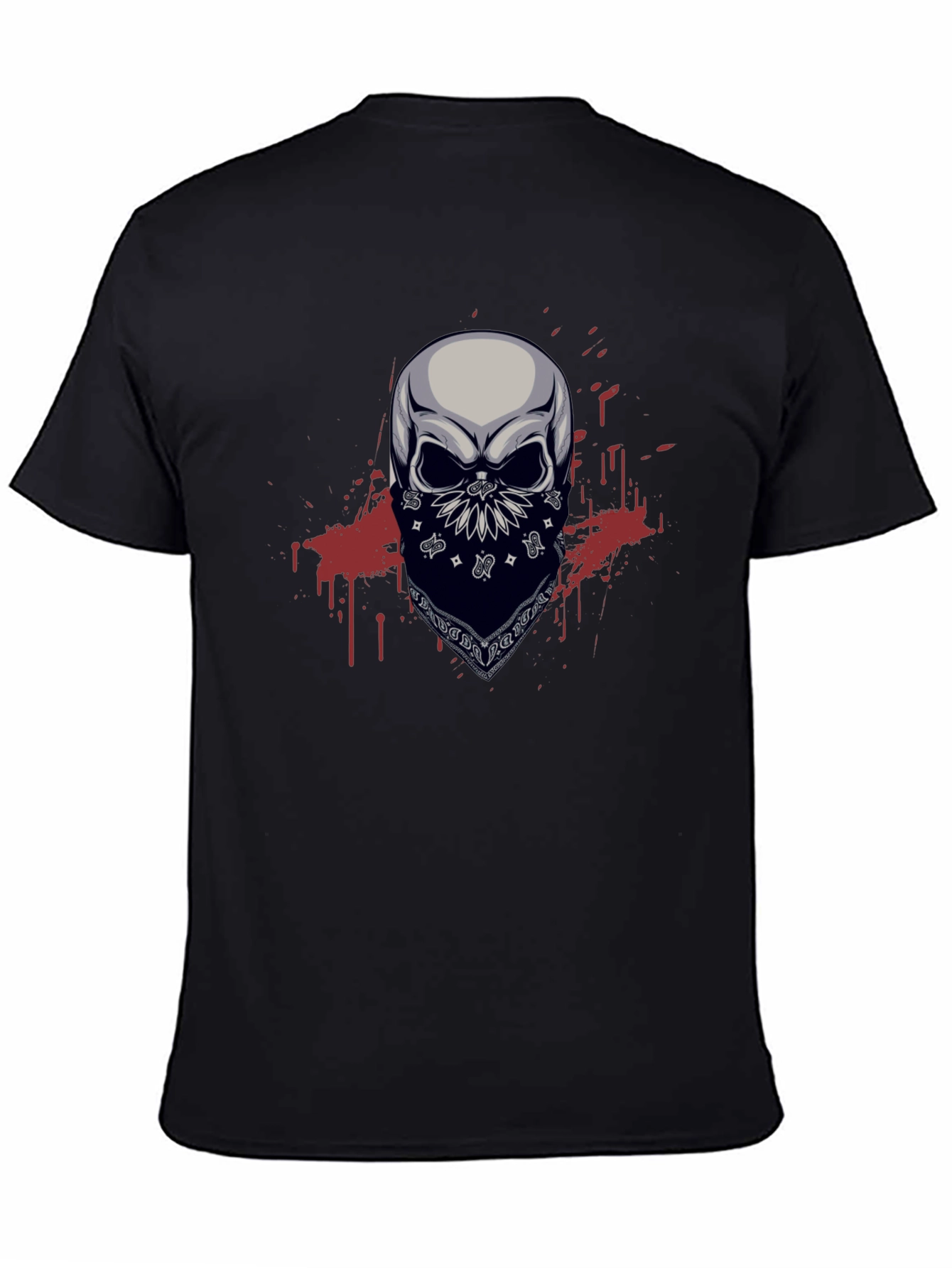 Skull Bandana Graphic T-Shirt - Mens Black Tee