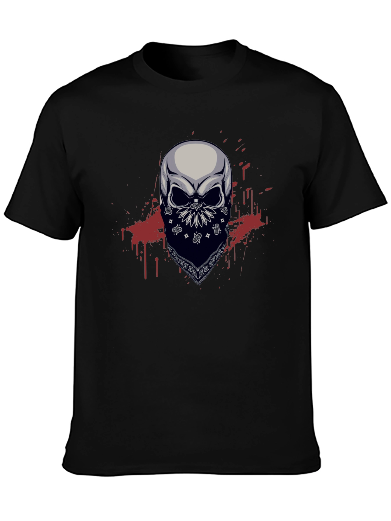 Skull Bandana Graphic T-Shirt - Mens Black Tee