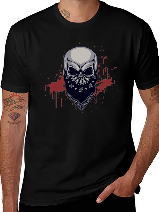 Skull Bandana Graphic T-Shirt - Mens Black Tee