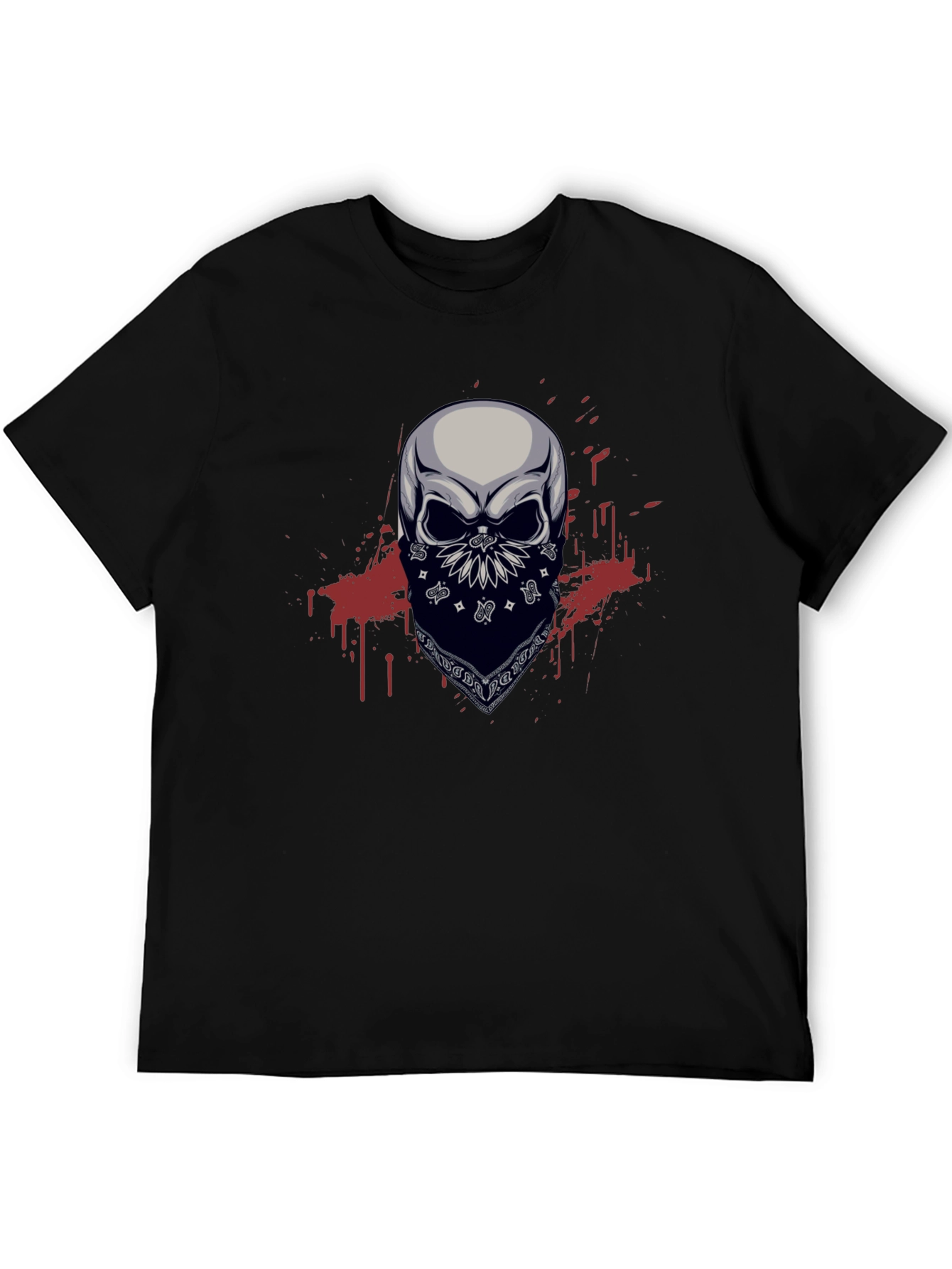 Skull Bandana Graphic T-Shirt - Mens Black Tee