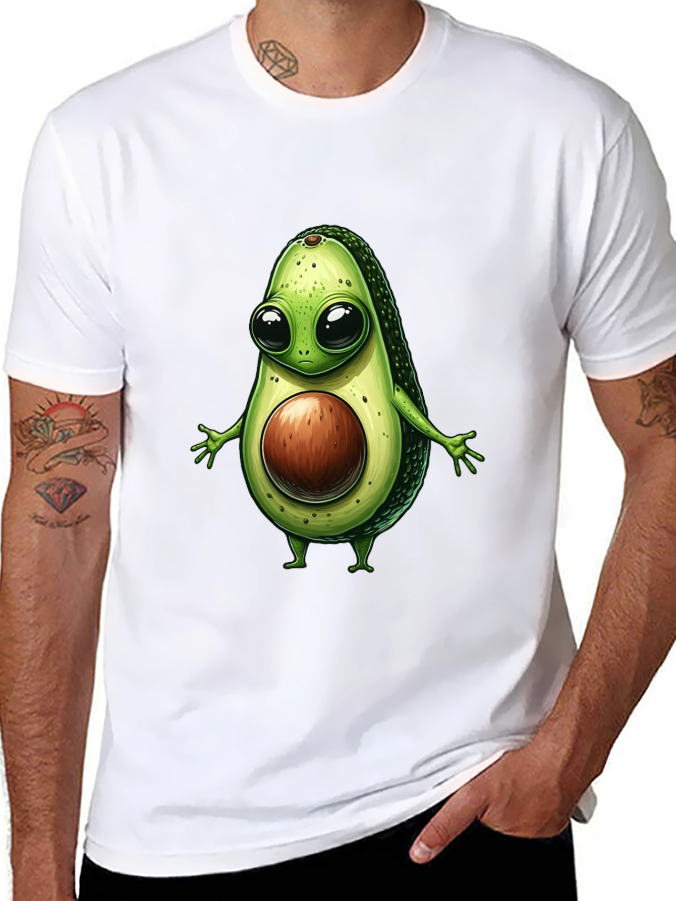 Avocado Cartoon Graphic T-Shirt