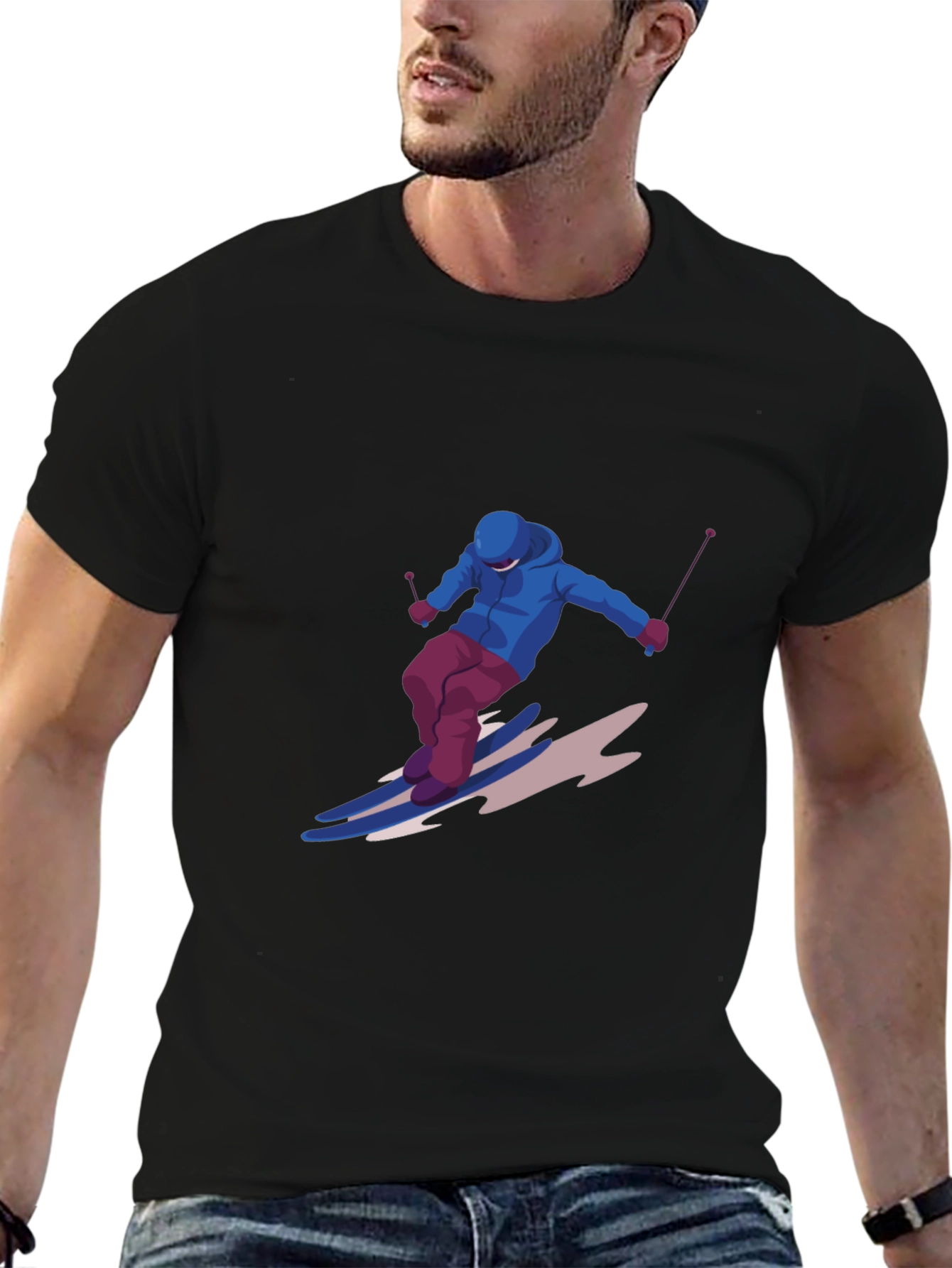 Cool Skiing Graphic T-Shirt